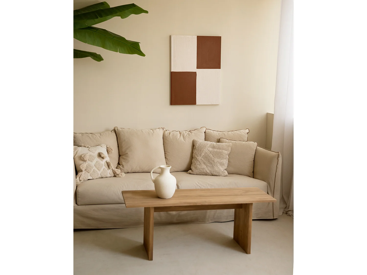 Quadro decorativo di cotone fatto a mano con cornice bianca 80x100cm - PRISMA - DECOWOOD