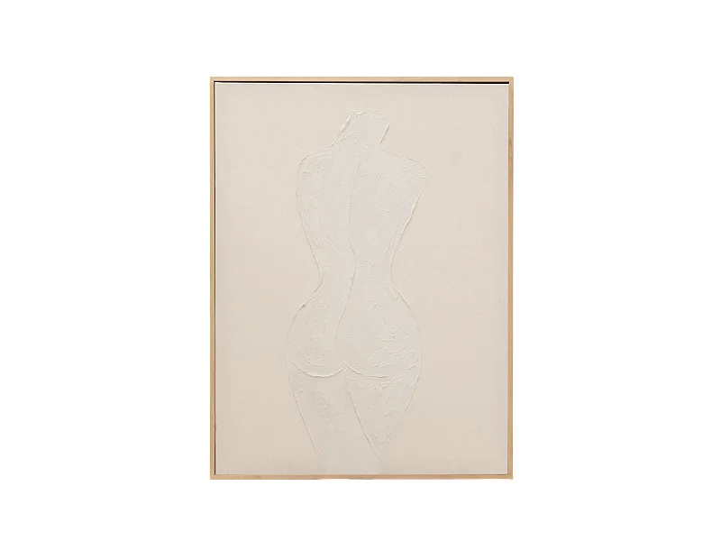 Quadro decorativo di cotone fatto a mano con cornice marrone chiaro 80x100cm - LEO - DECOWOOD