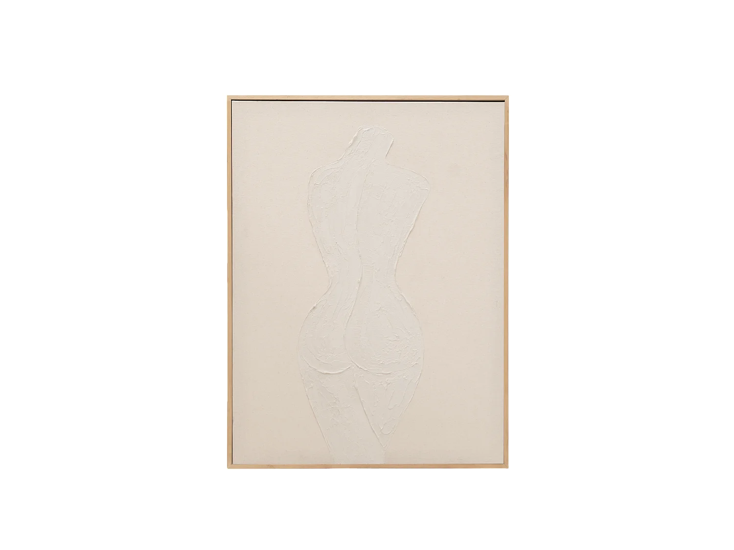 Cuadro decorativo sobre lienzo de algodón con marco de madera marrón claro pintado artesanalmente con pintura al oleo de 80x100cm - LEO - DECOWOOD