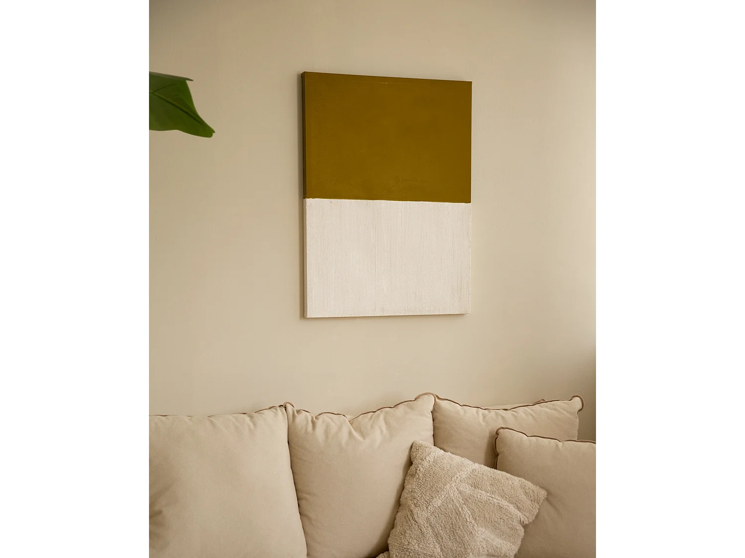 Cuadro decorativo sobre lienzo de algodón con marco de madera marrón claro pintado artesanalmente con pintura al oleo de 80x100cm - MARINA - DECOWOOD