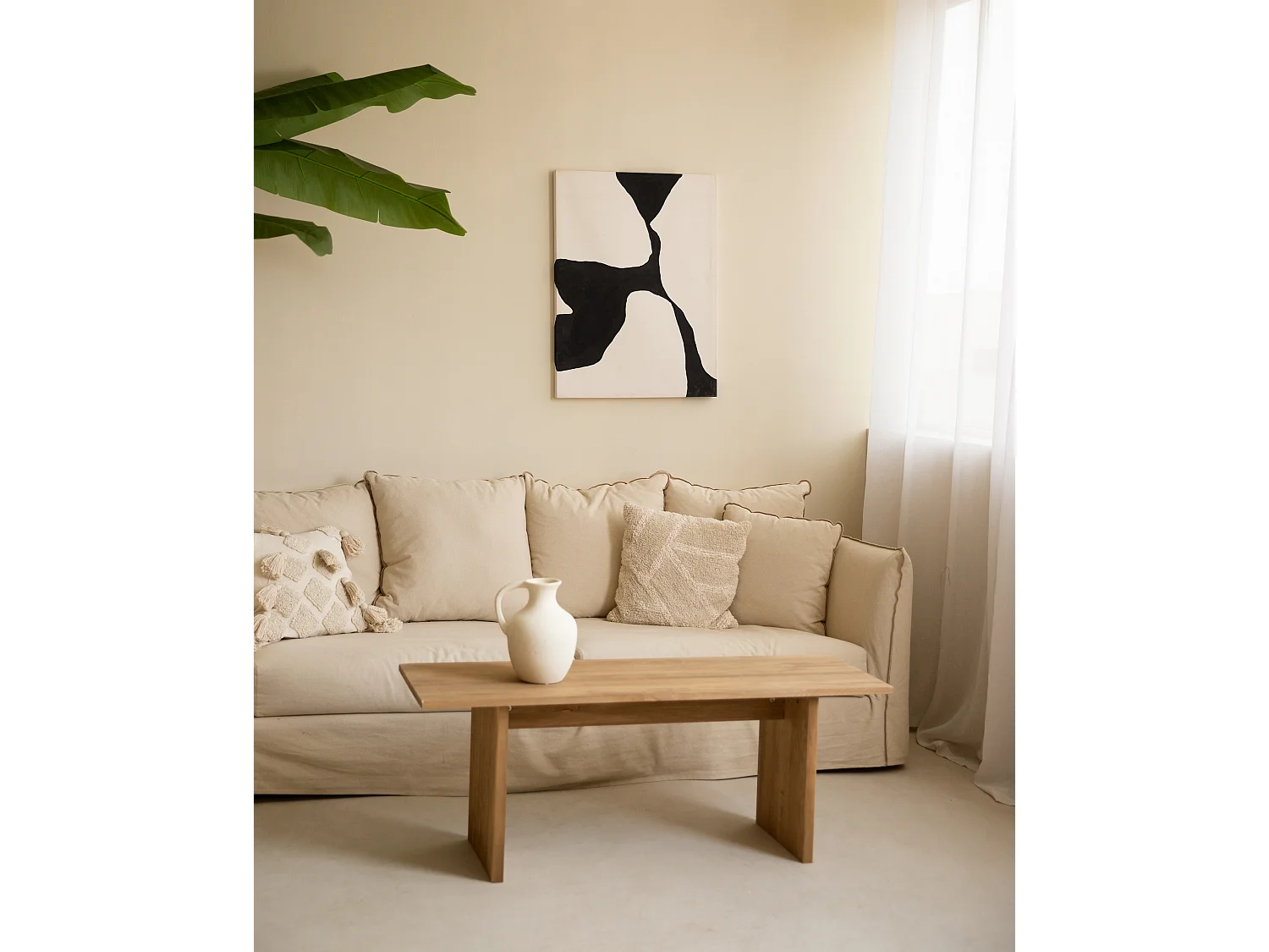 Cuadro decorativo sobre lienzo de algodón con marco de madera blanco pintado artesanalmente con pintura al oleo de 60x80cm - MISIA - DECOWOOD