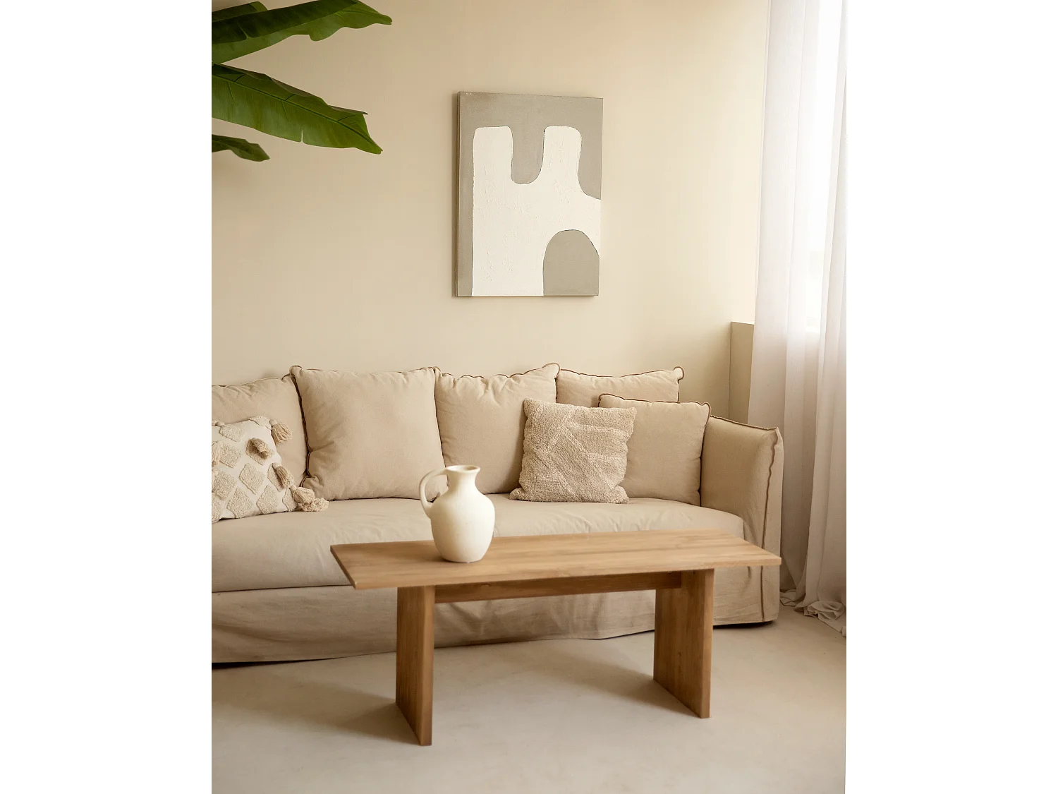 Quadro decorativo di cotone fatto a mano con cornice bianca 60x80cm - KIKA - DECOWOOD