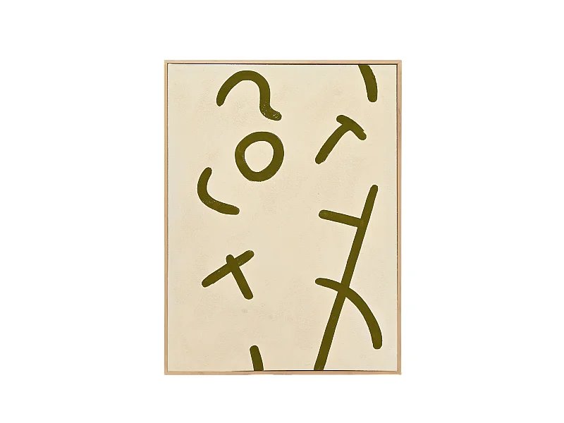 Quadro decorativo di cotone fatto a mano con cornice marrone chiaro 80x100cm - VIRGINIA - DECOWOOD