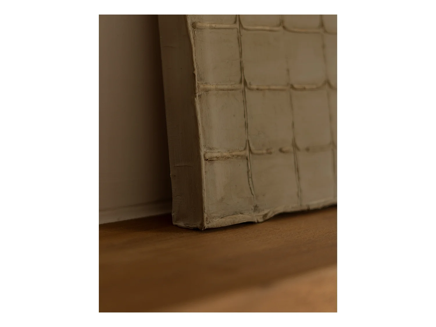 Quadro decorativo di cotone fatto a mano con cornice marrone chiaro 100x150cm - JAN - DECOWOOD