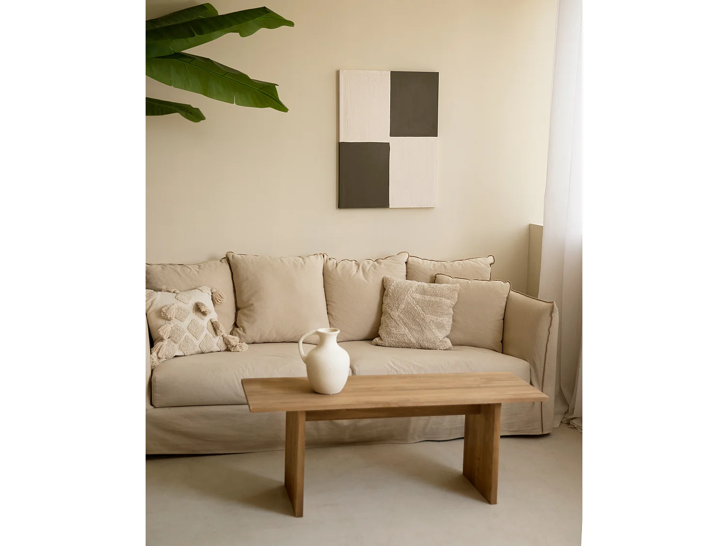 Cuadro decorativo sobre lienzo de algodón con marco de madera blanco pintado artesanalmente con pintura al oleo de 60x80cm - PRISMA - DECOWOOD