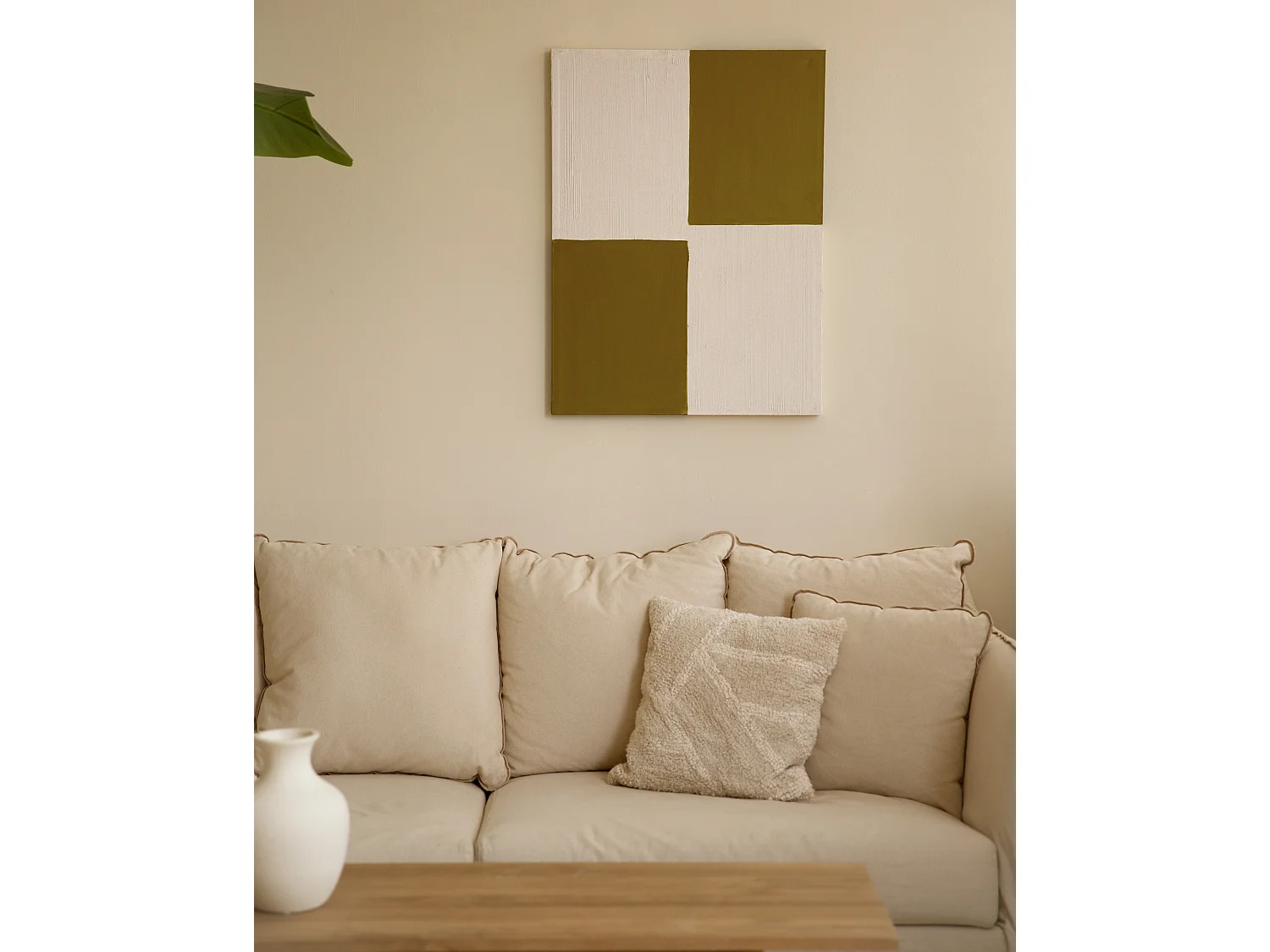 Quadro decorativo di cotone fatto a mano con cornice marrone scuro 100x150cm - PRISMA - DECOWOOD