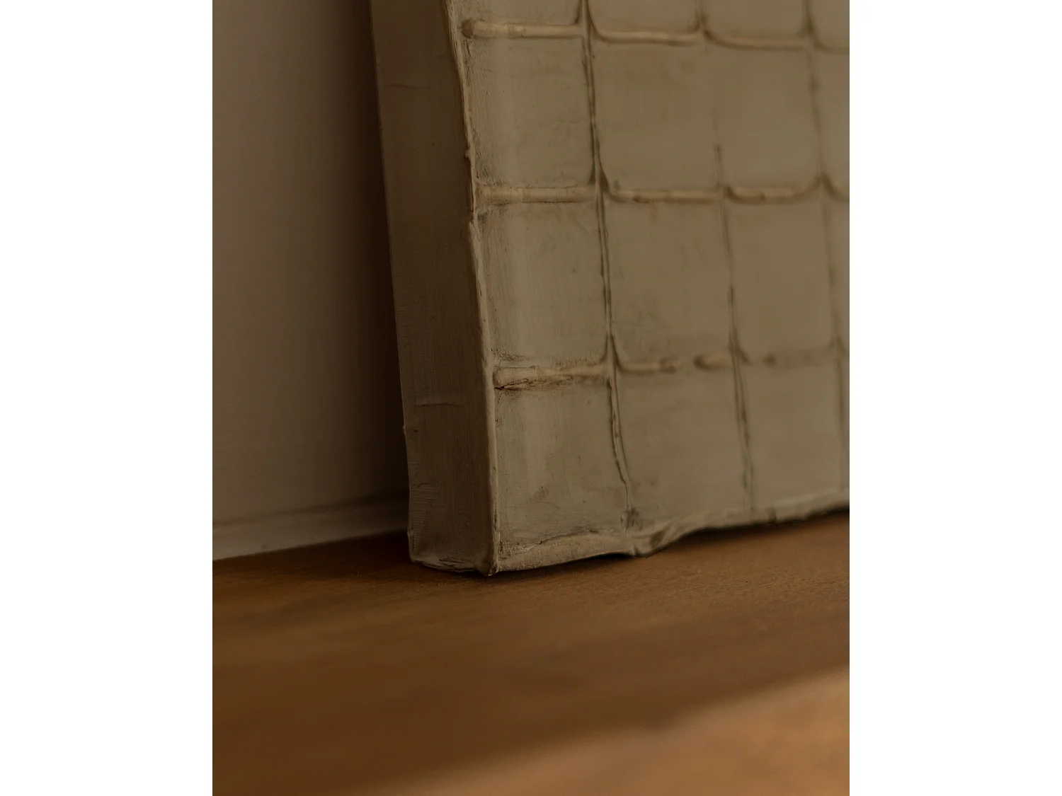 Quadro decorativo di cotone fatto a mano con cornice marrone chiaro 80x100cm - JAN - DECOWOOD