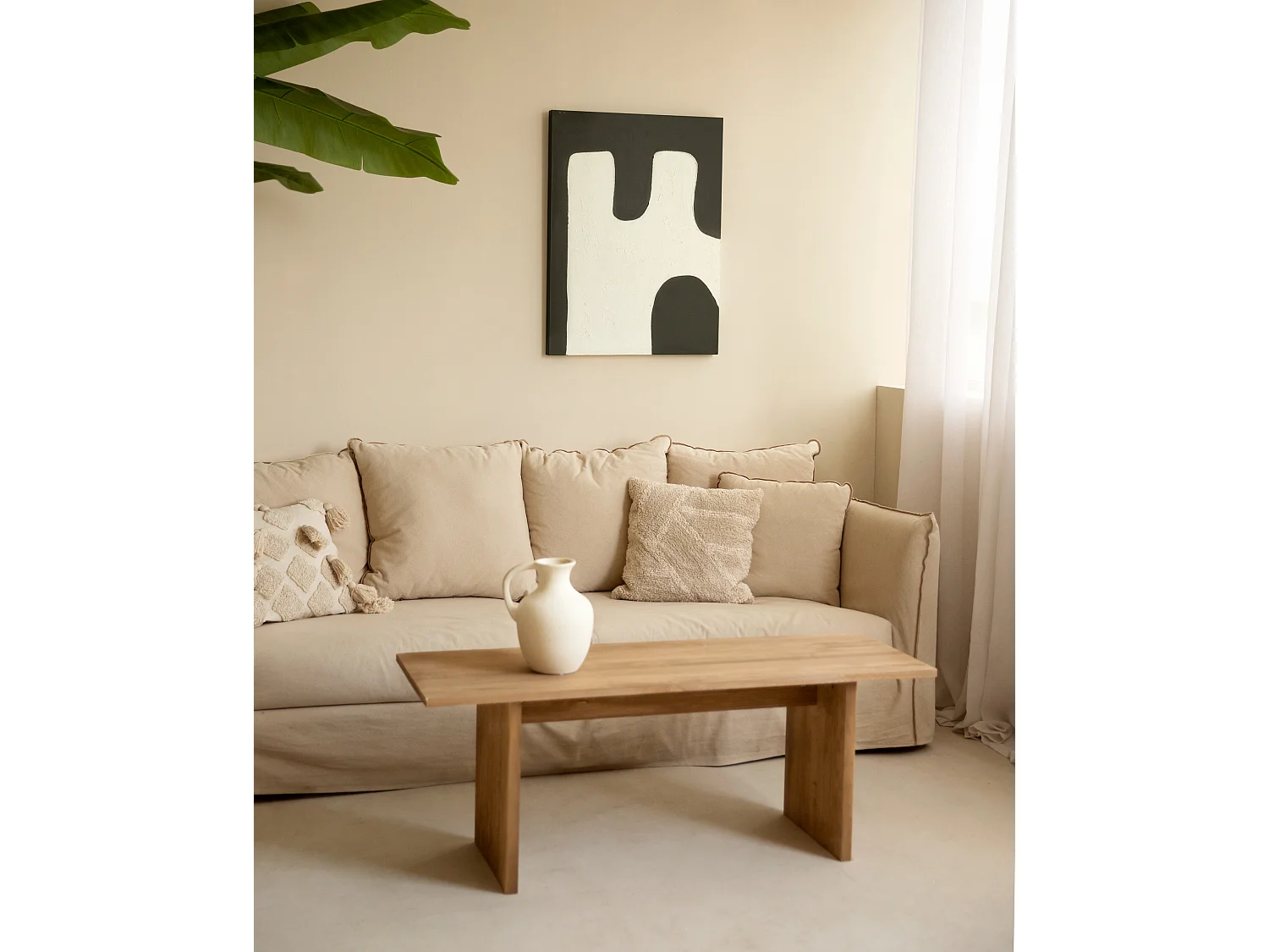 Quadro decorativo di cotone fatto a mano con cornice marrone scuro 80x100cm - KIKA - DECOWOOD