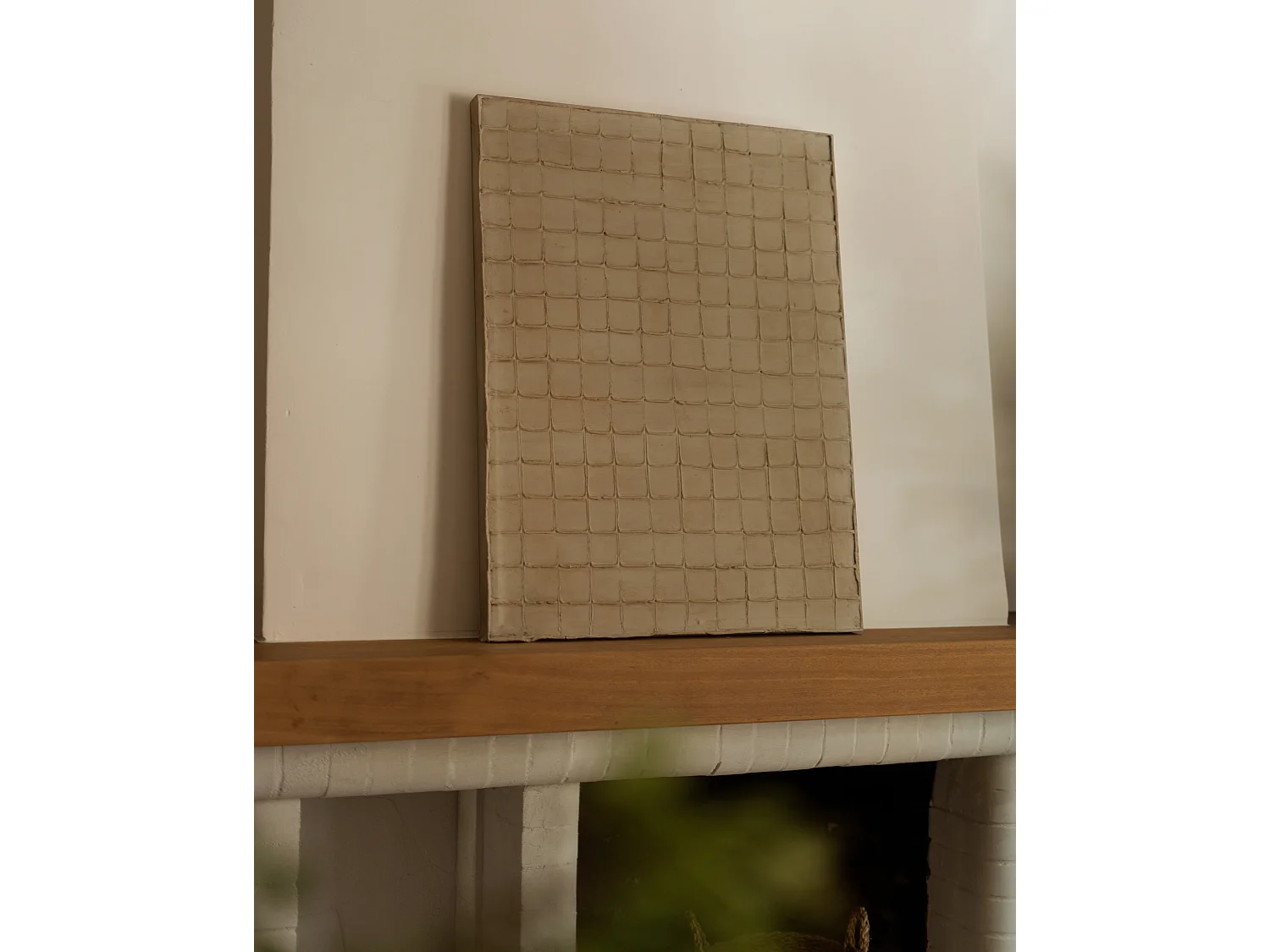 Quadro decorativo di cotone fatto a mano con cornice bianca 80x100cm - JAN - DECOWOOD