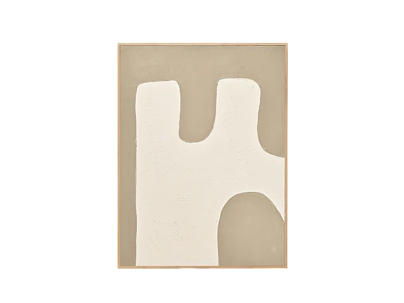 Quadro decorativo di cotone fatto a mano con cornice marrone chiaro 80x100cm - KIKA - DECOWOOD