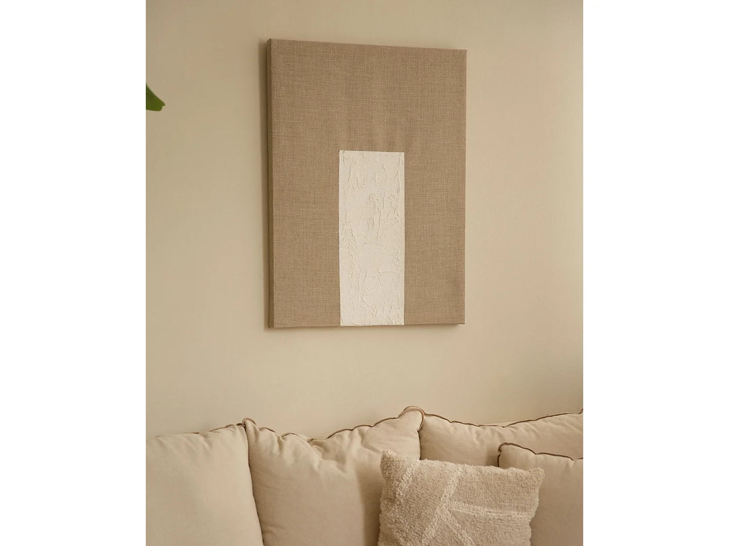 Cuadro decorativo sobre lienzo de lino con marco de madera blanco pintado artesanalmente con pintura al oleo de 80x100cm - MAYA - DECOWOOD