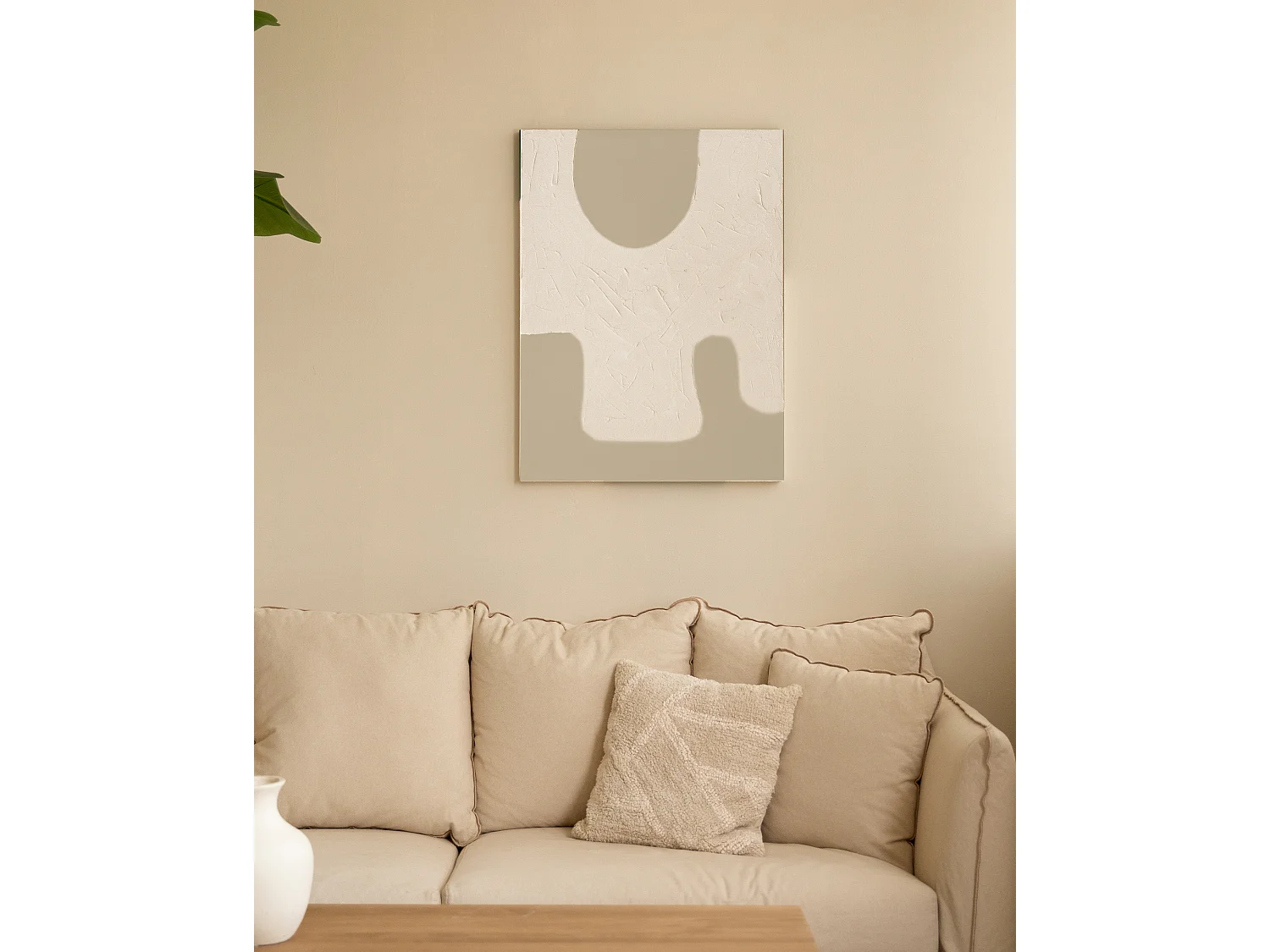 Quadro decorativo di cotone fatto a mano con cornice bianca 100x150cm - VARO - DECOWOOD