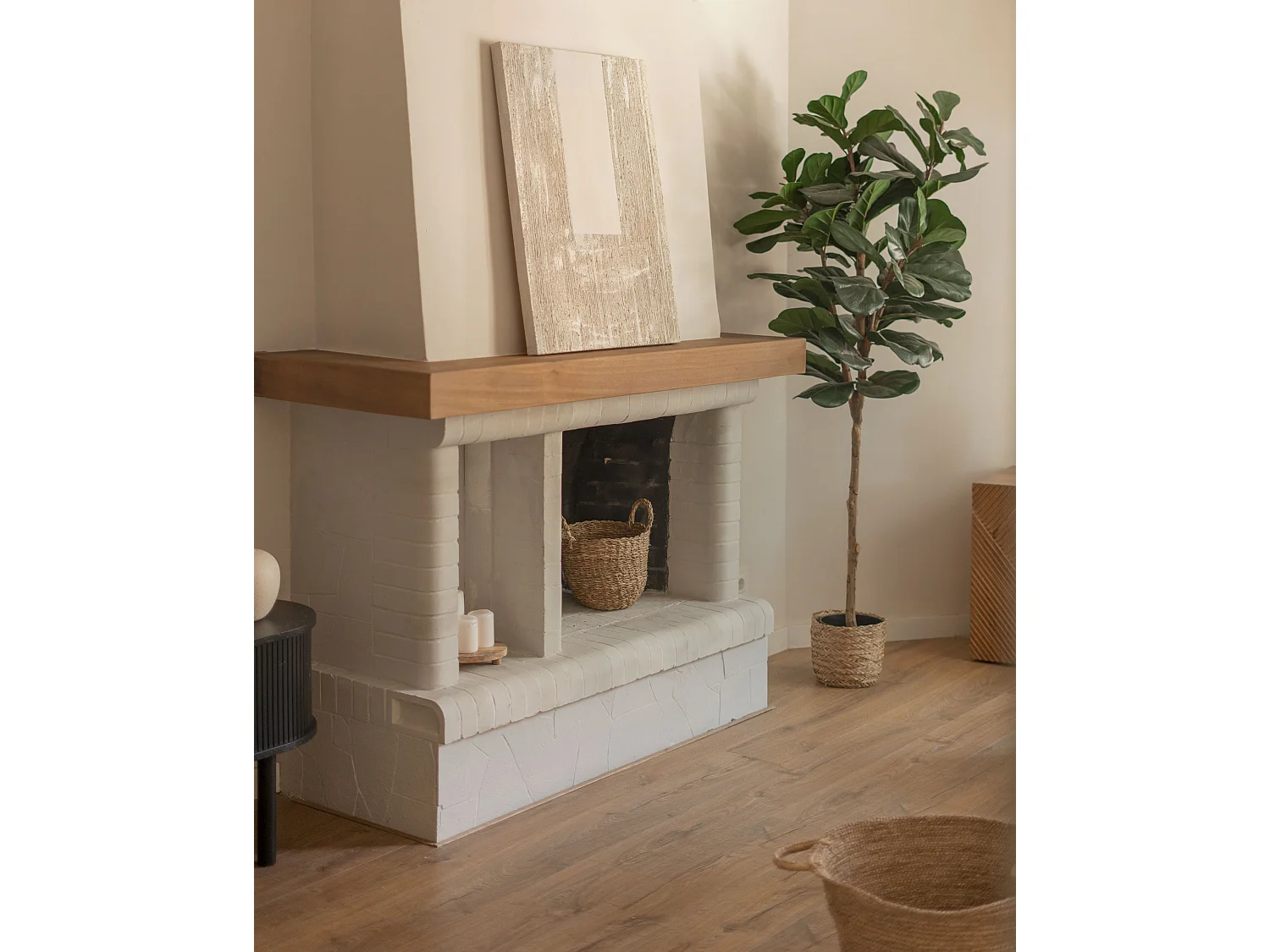 Quadro decorativo di cotone fatto a mano con cornice nera 80x100cm - DEVA - DECOWOOD