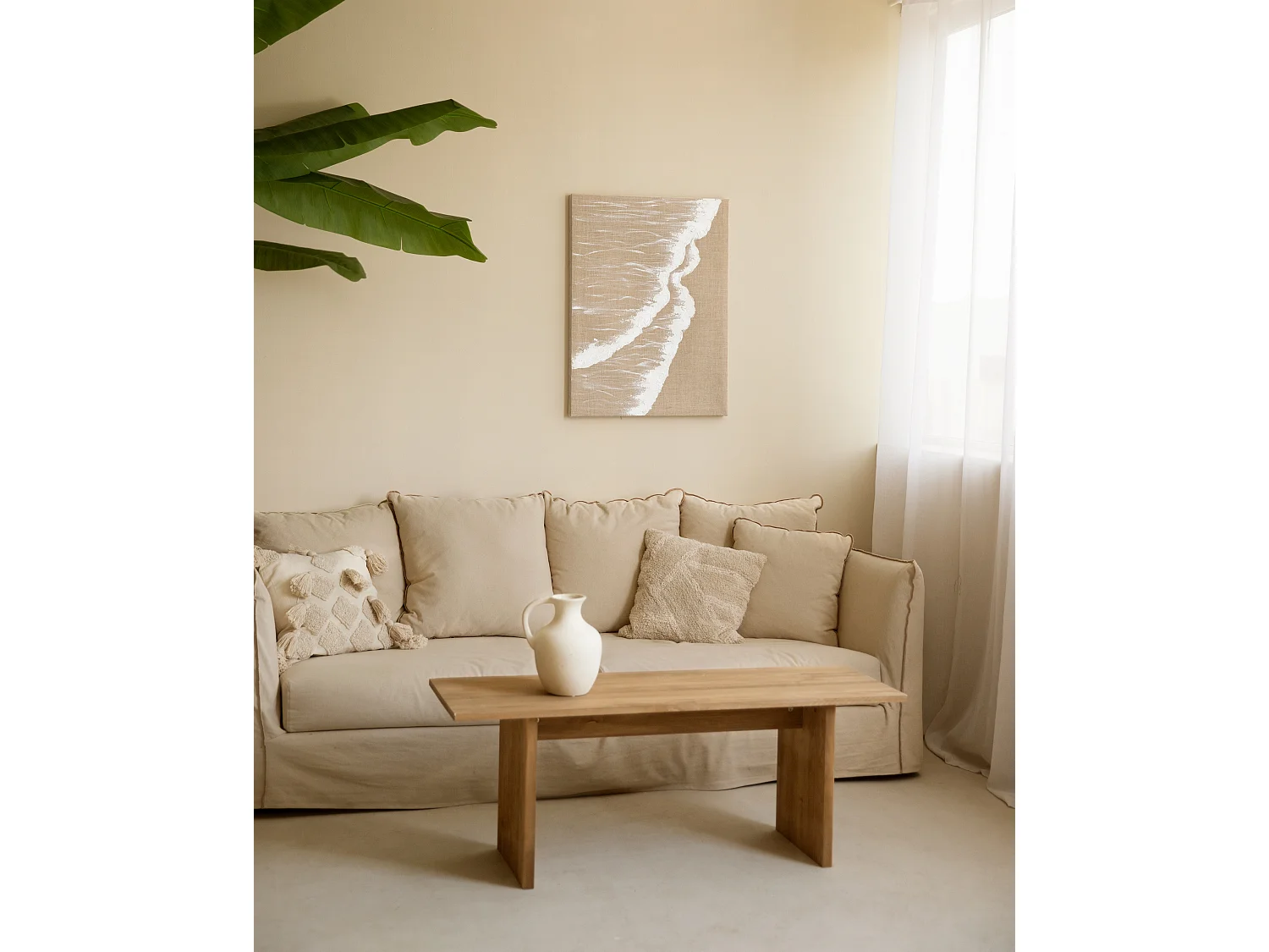 Peinture à l'huile décorative faite à la main cadre blanc 100x150cm - ADRIANA - DECOWOOD