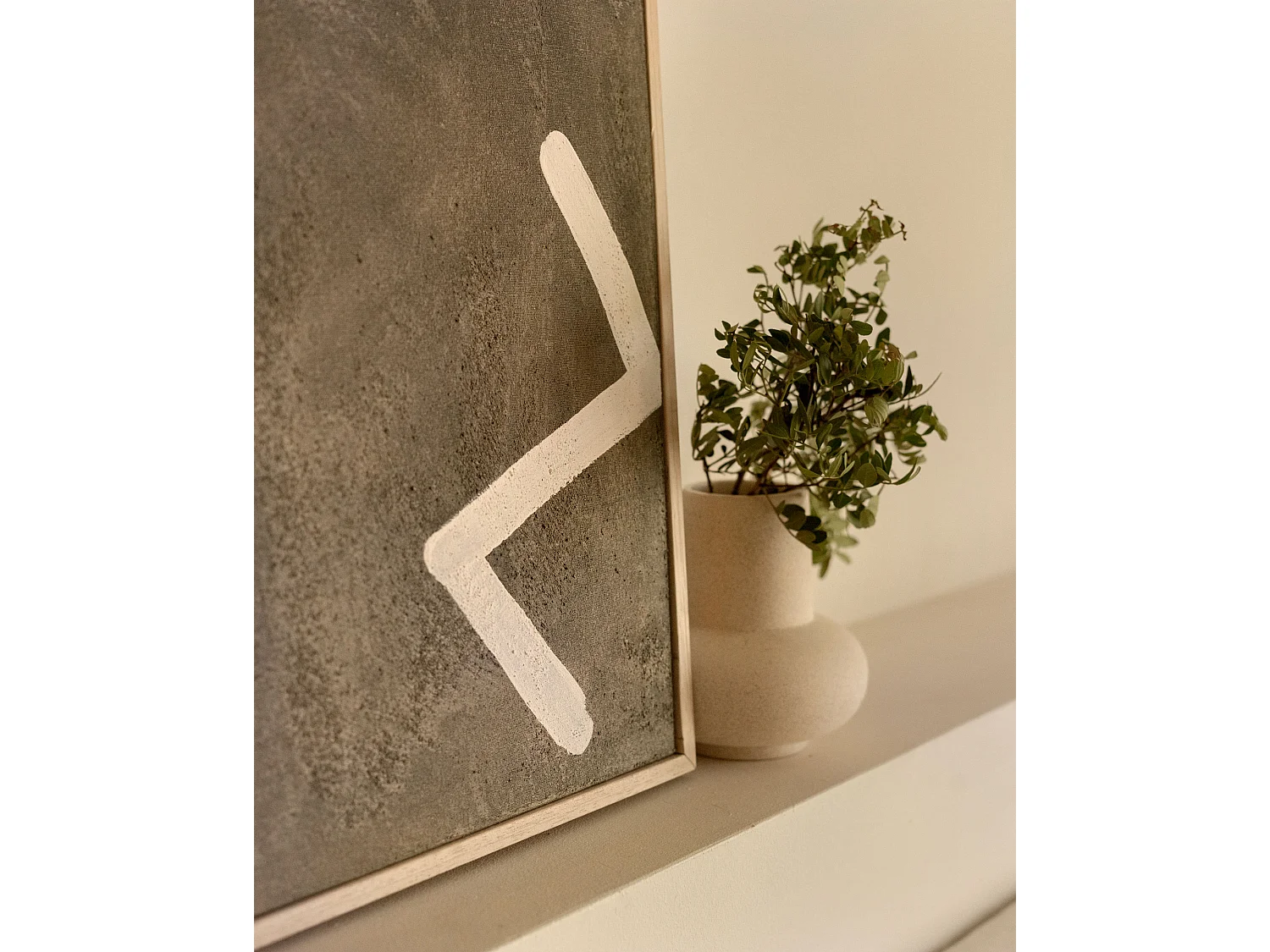 Cuadro decorativo sobre lienzo de algodón con marco de madera marrón oscuro pintado artesanalmente con pintura al oleo de 100x150cm - SILVANA - DECOWOOD