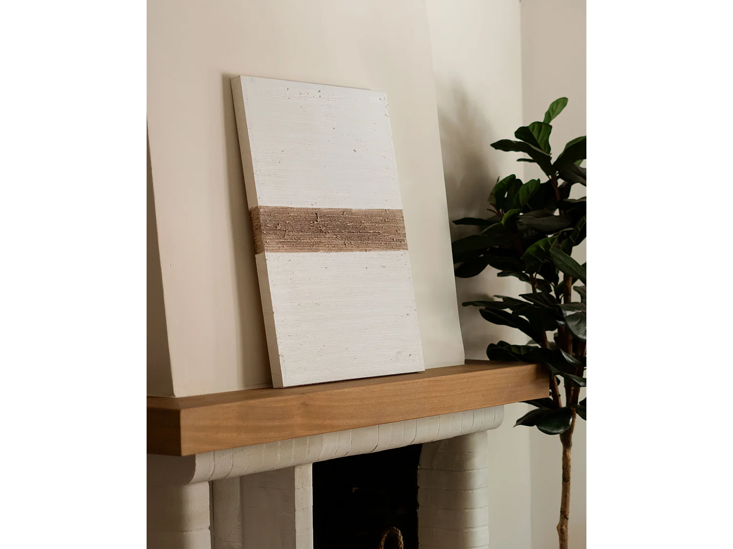 Cuadro decorativo sobre lienzo de algodón con marco de madera negro pintado artesanalmente con pintura al oleo de 80x100cm - BRISA - DECOWOOD