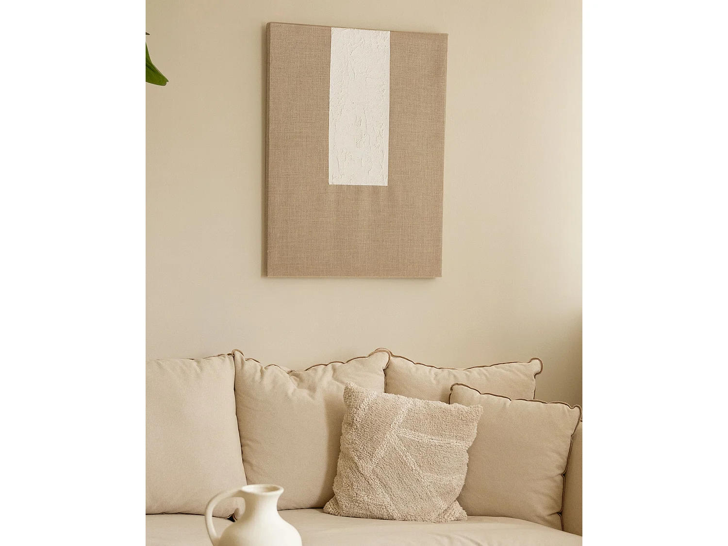 Peinture à l'huile décorative faite à la main cadre blanc 100x150cm - NIMBA - DECOWOOD