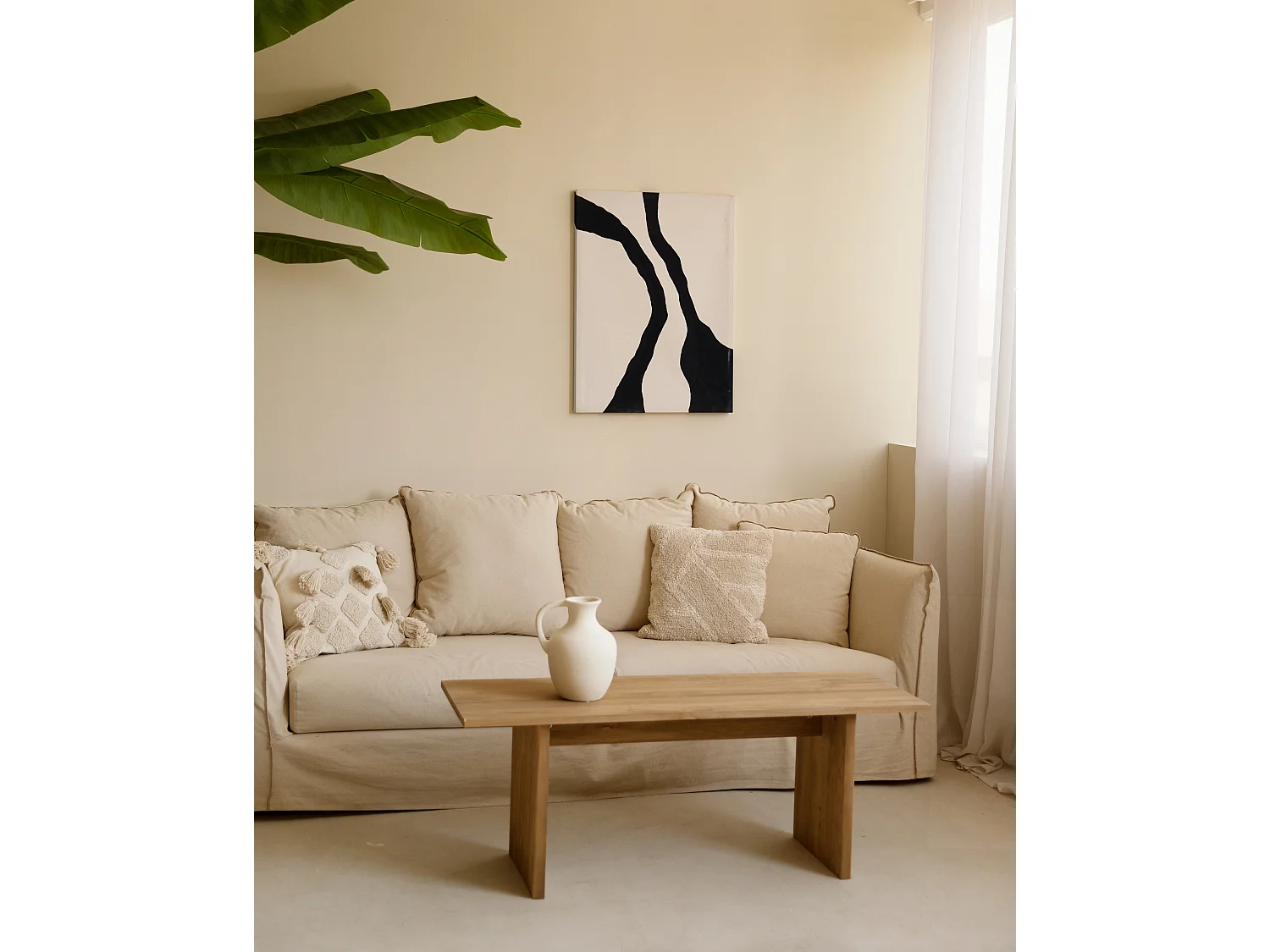 Quadro decorativo di cotone fatto a mano con cornice bianca 60x80cm - KUSAMA - DECOWOOD