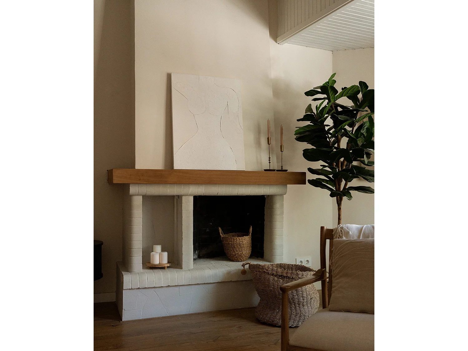 Quadro decorativo di cotone fatto a mano con cornice nera 80x100cm - LEO - DECOWOOD