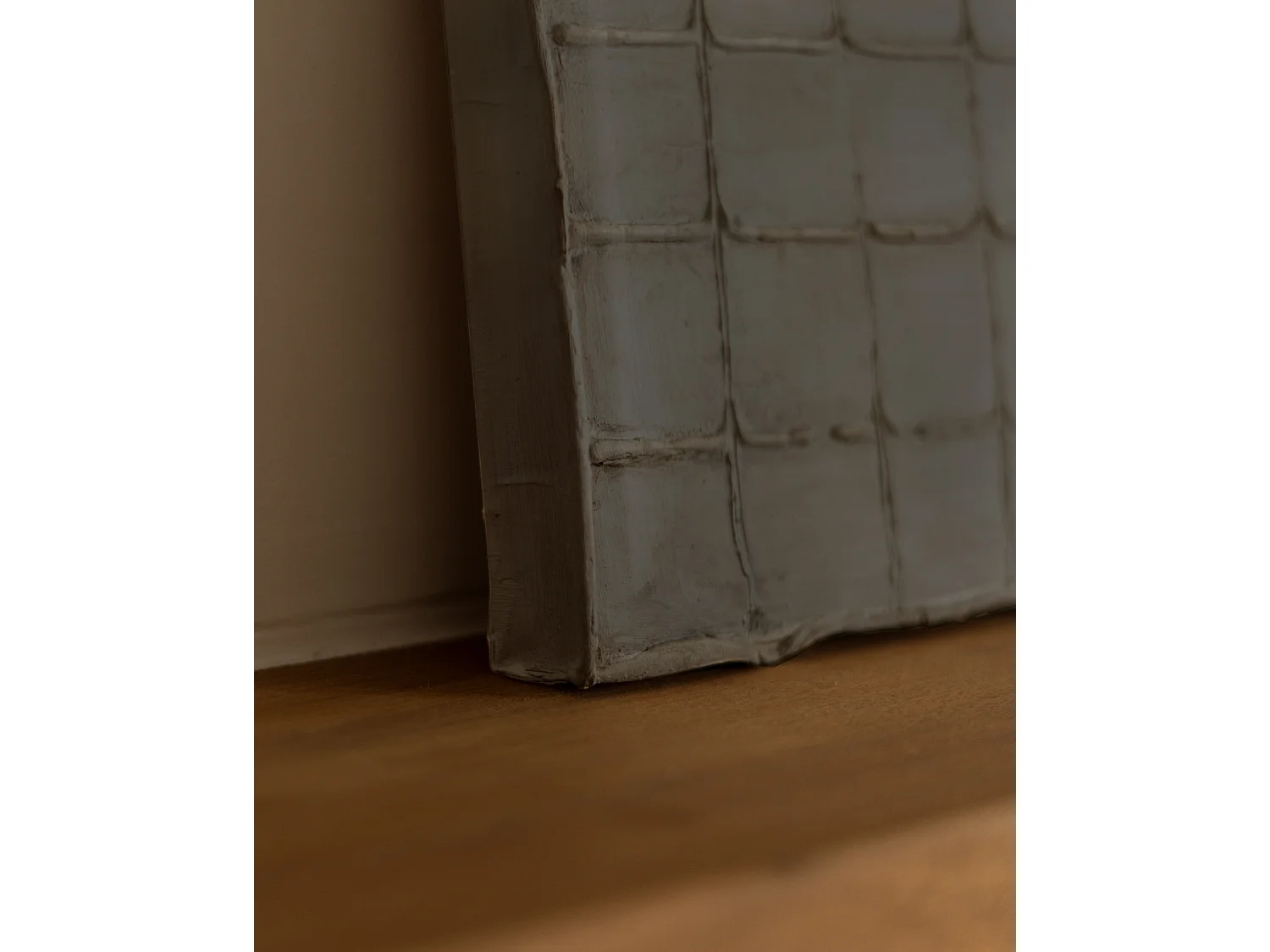 Quadro decorativo di cotone fatto a mano con cornice marrone scuro 80x100cm - JAN - DECOWOOD