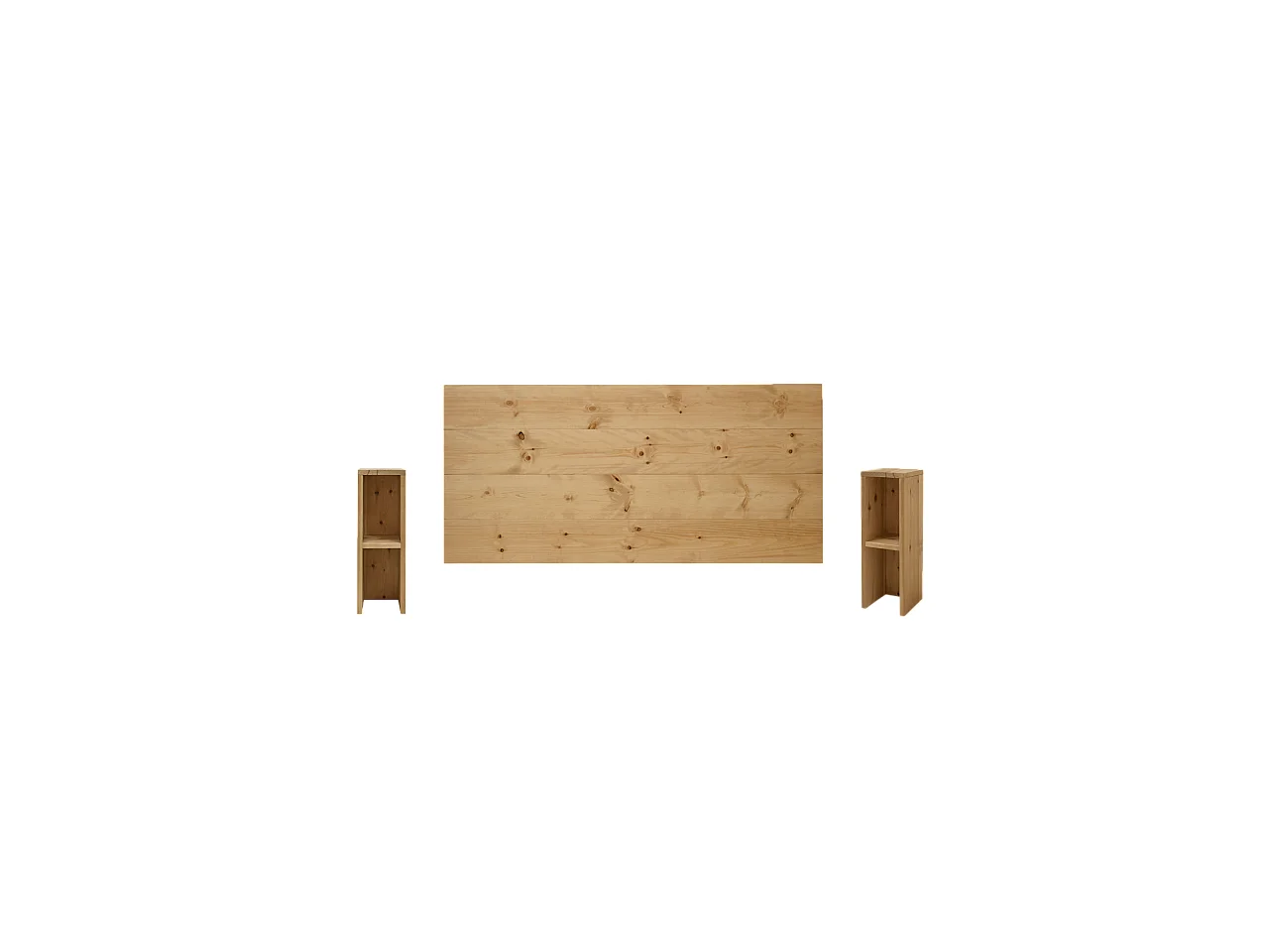 Ensemble tête de lit et chevets en bois ton marron 180x80cm - FLANDES + LINA - DECOWOOD