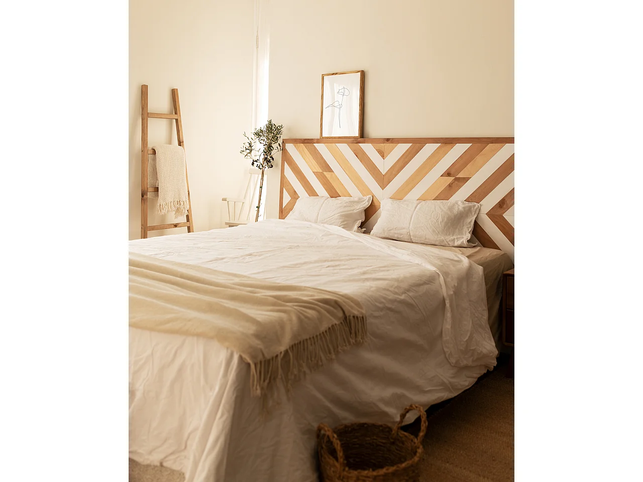 Tête de lit en bois de pin ethnique 165x80cm - ZEN - DECOWOOD