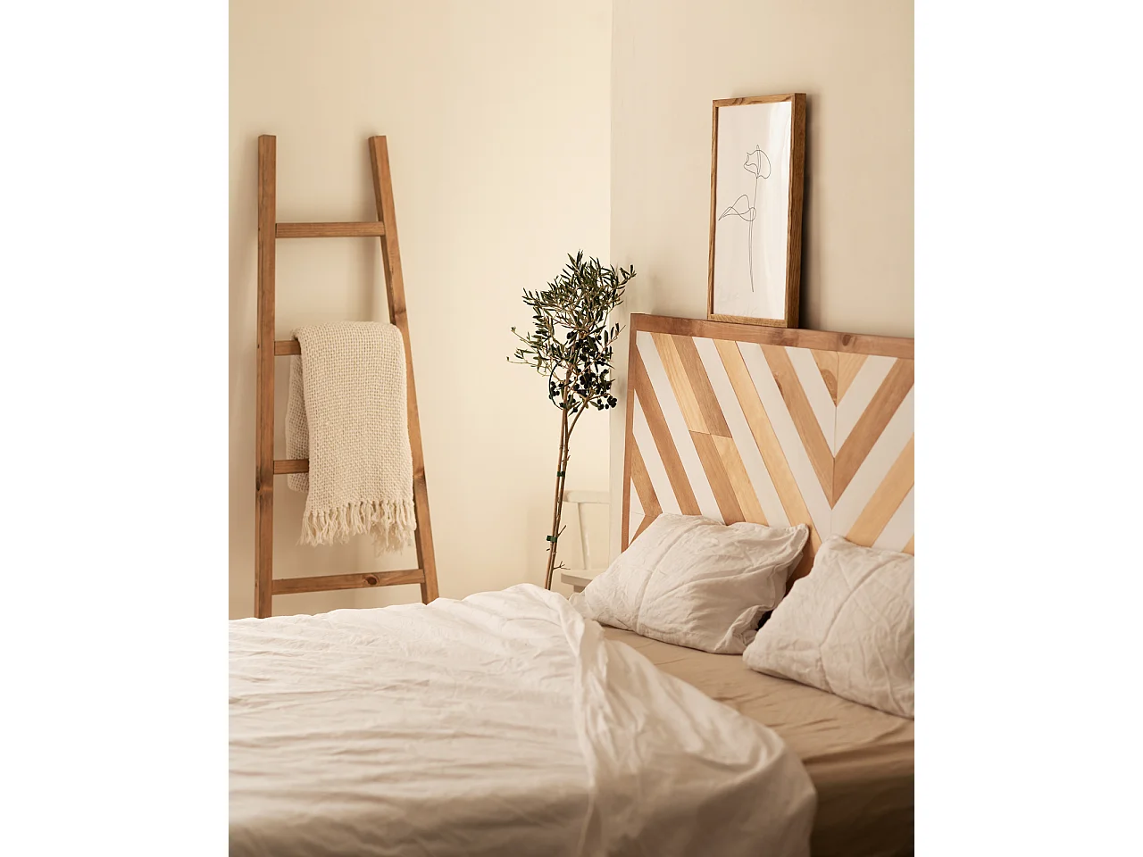 Cabecero de cama de madera maciza estilo étnico en tono multicolor de 80x165cm - ZEN - DECOWOOD