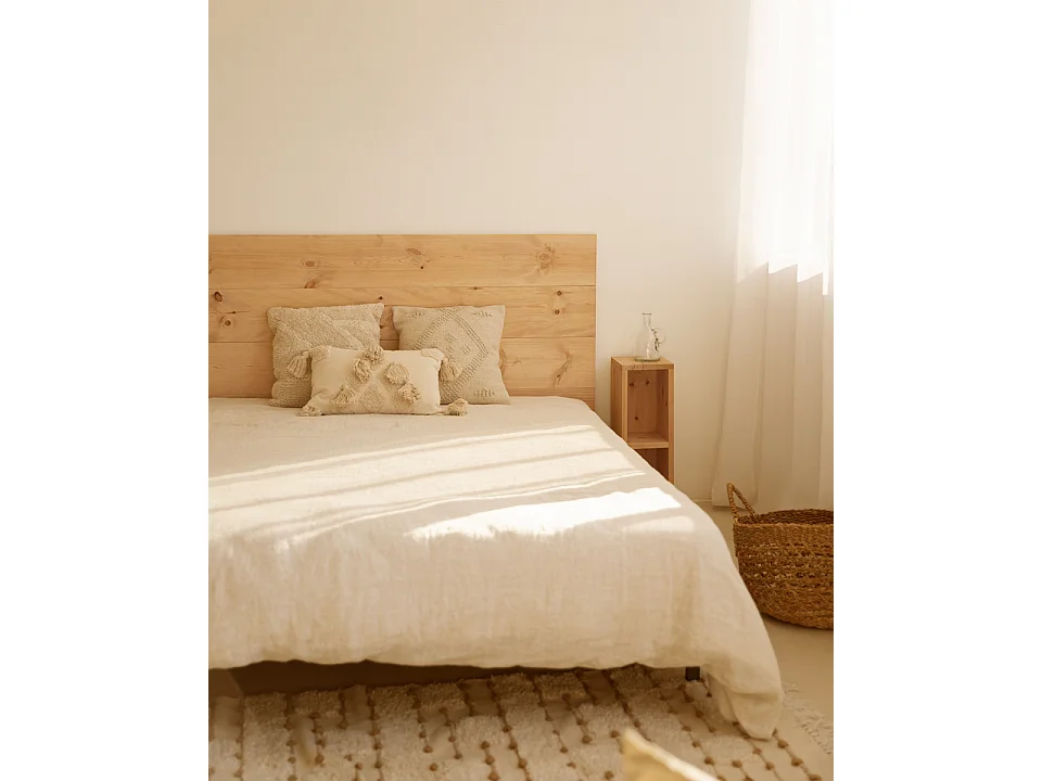 Tête de lit en bois de pin marron 140x80cm - FLANDES - DECOWOOD