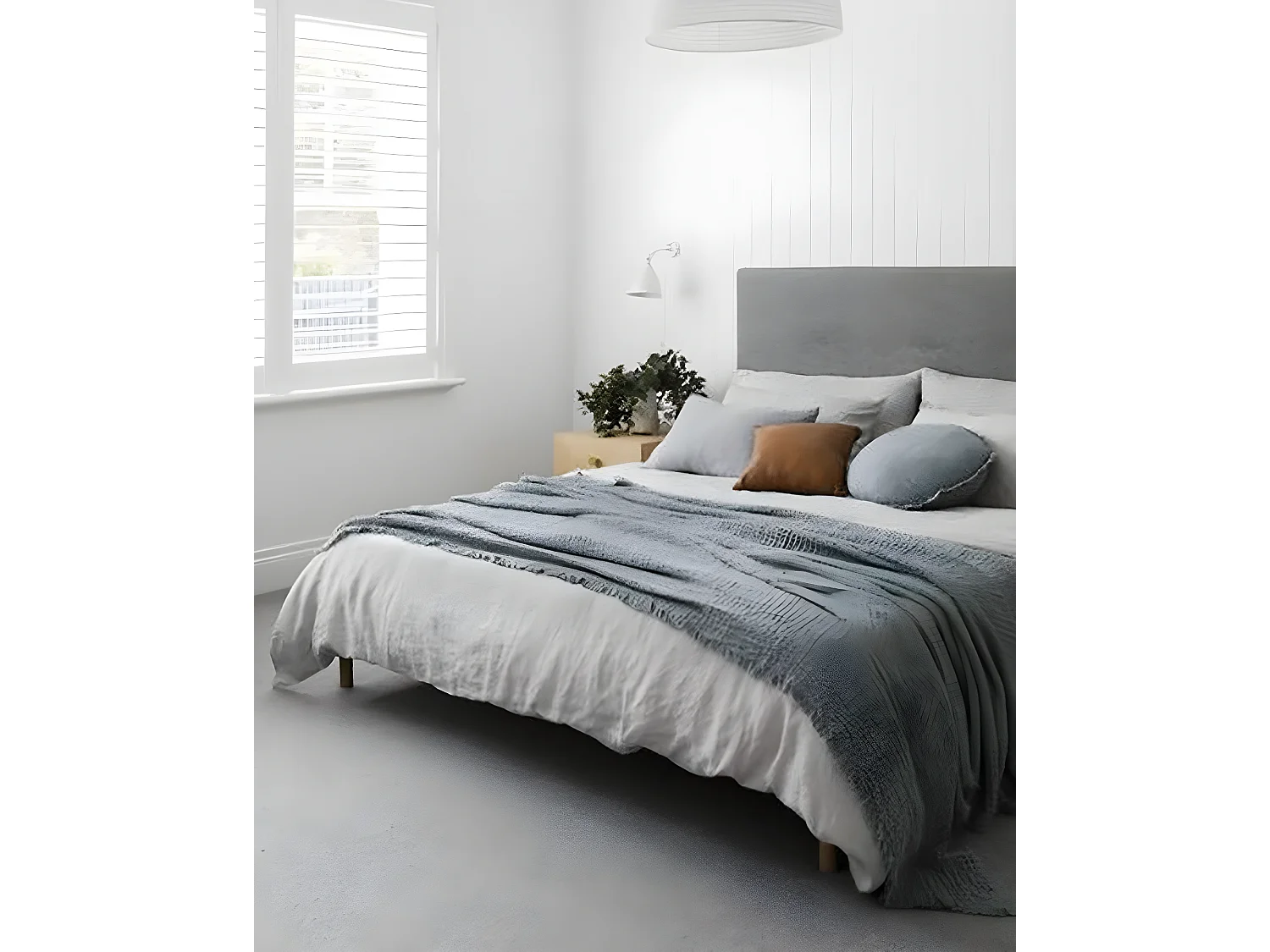 Cabecero de cama tapizado de poliester con botones en color gris de 150x80cm - ROC - DECOWOOD