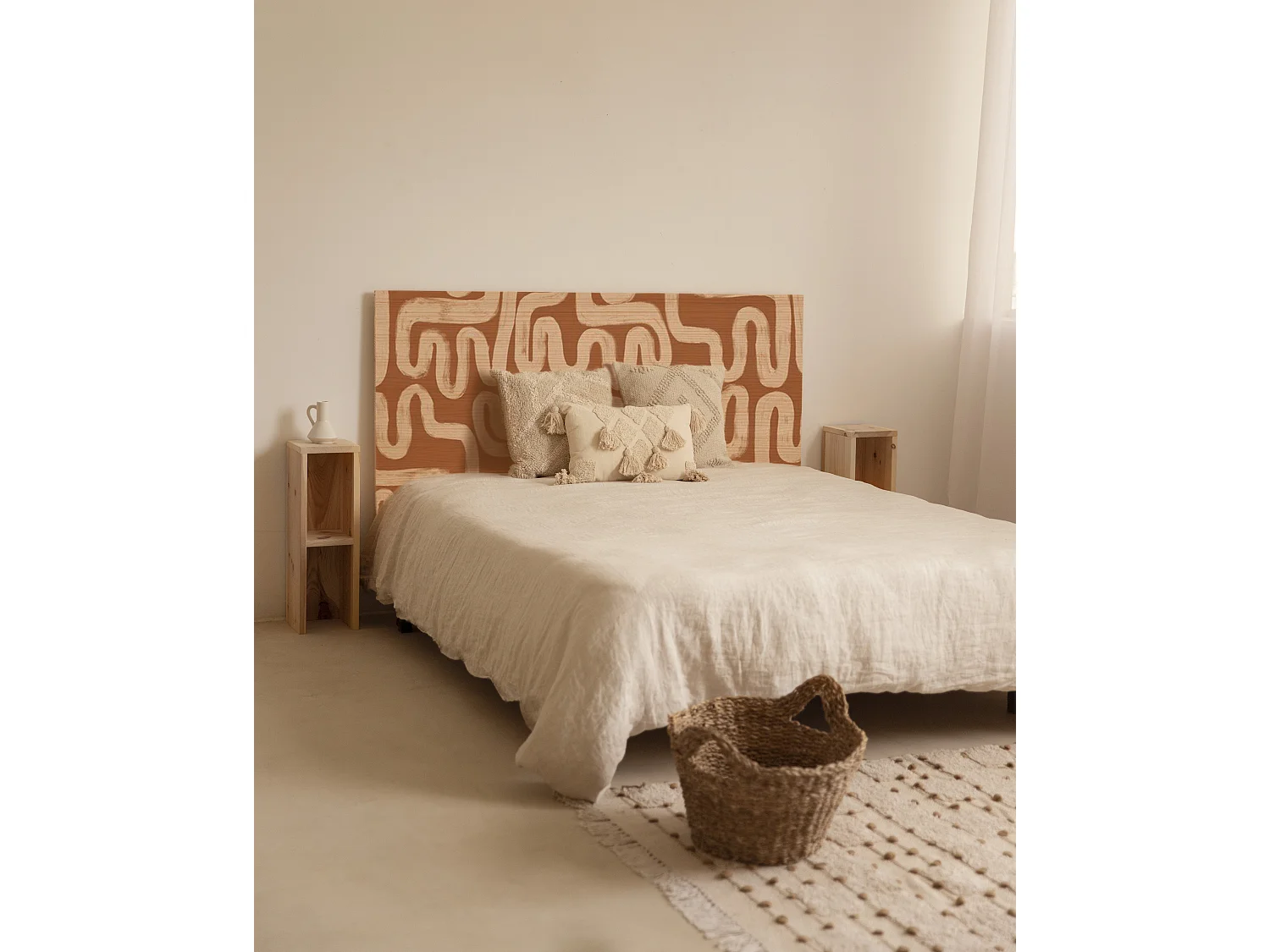 Tête de lit en bois de pin naturelle imprimée 160x80cm - ANDREA - DECOWOOD