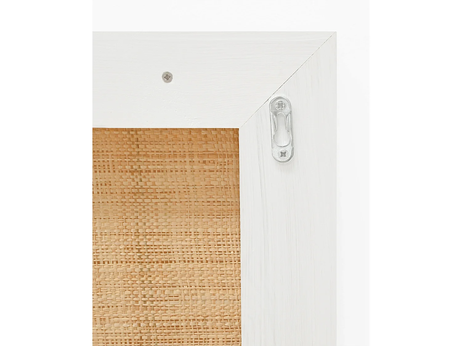 Cabecero de cama de madera maciza y rafia en tono blanco de 100x60cm - ELLEN RAFIA - DECOWOOD