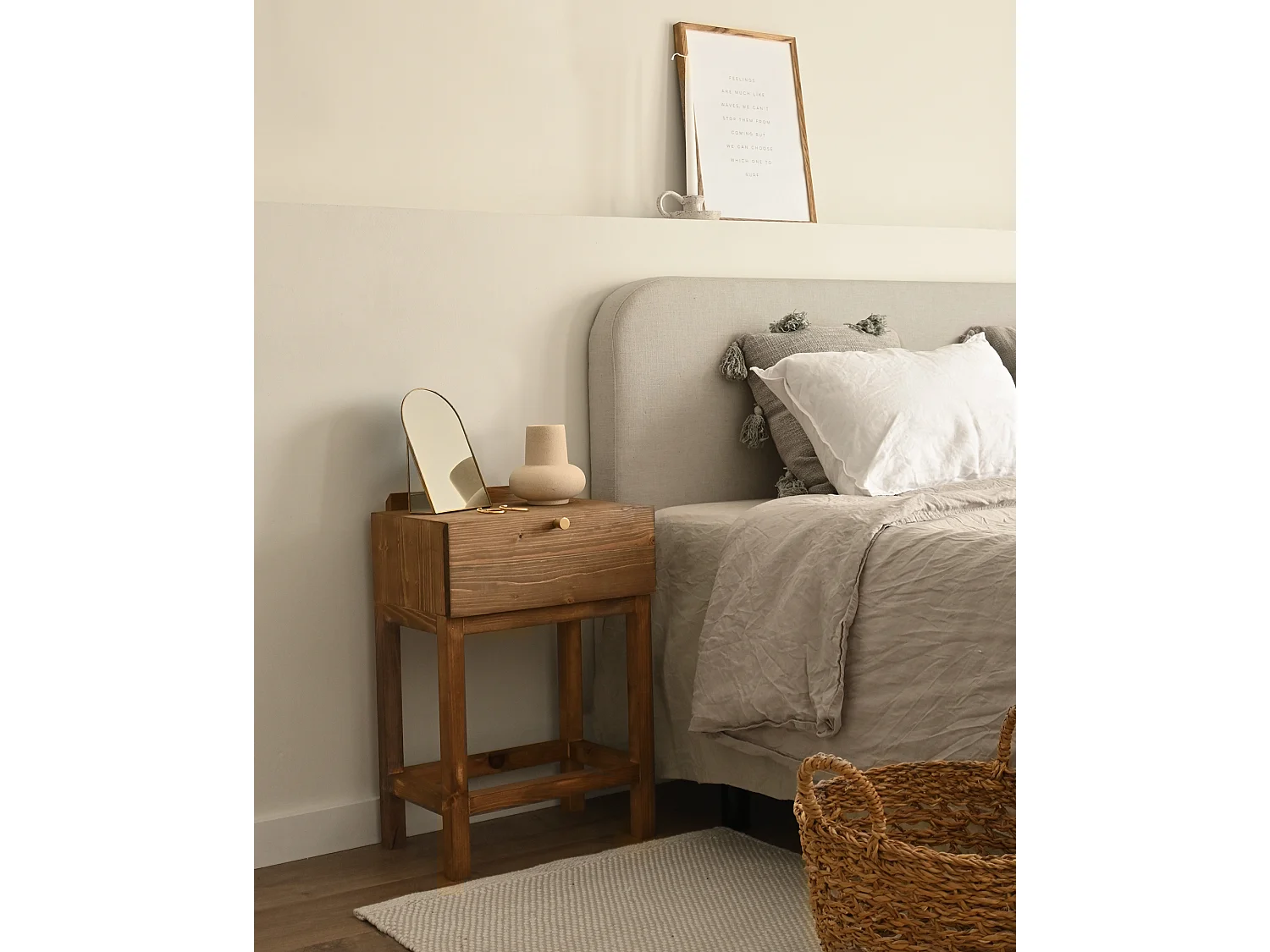 Tête de lit tapissée grise 180x80cm - LENA - DECOWOOD