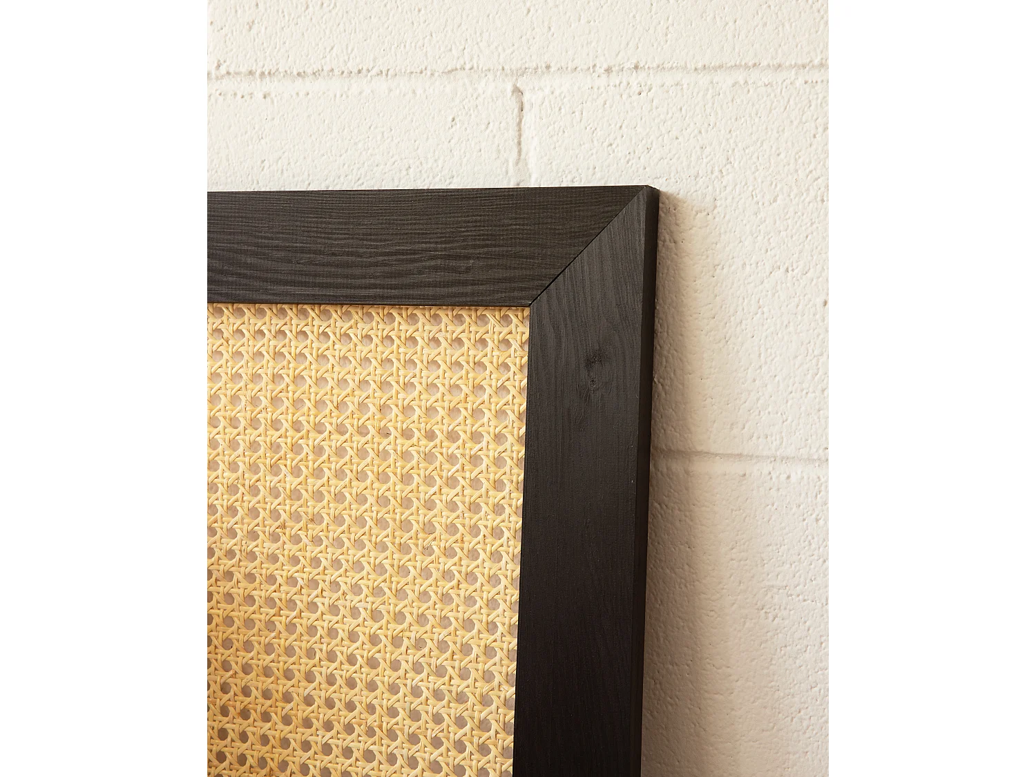 Testiera del letto in legno massello e cannage tono nero 200x60cm - ELLEN CANNAGE - DECOWOOD