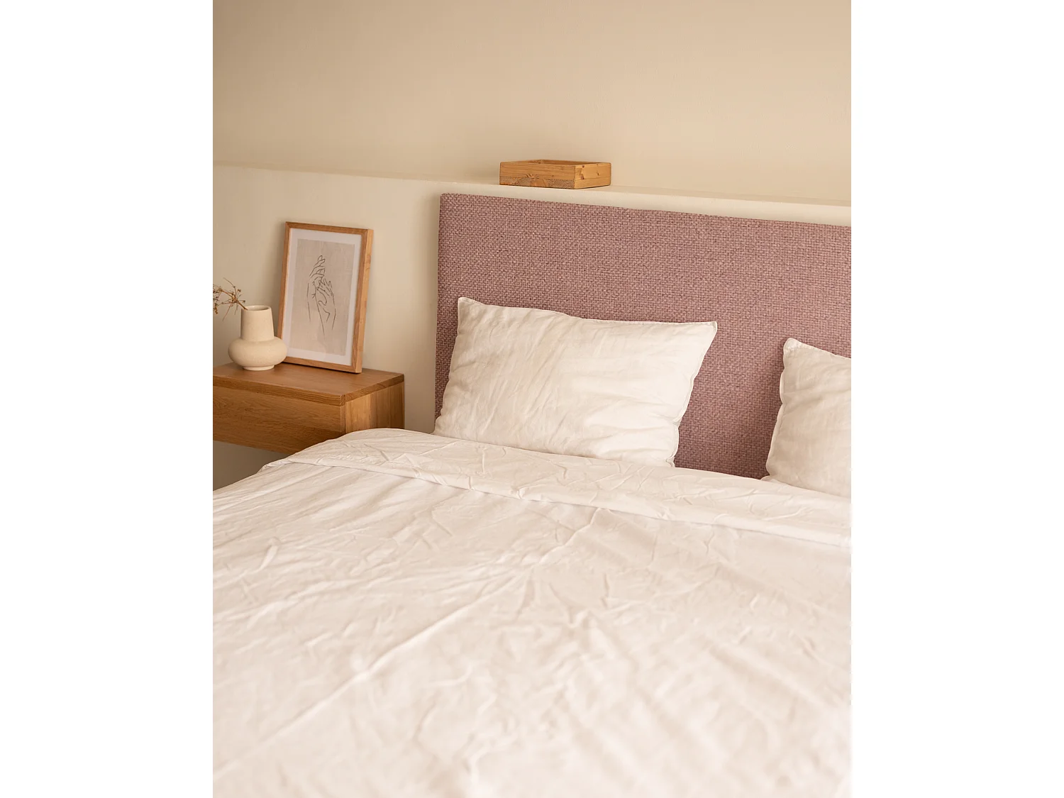 Tête de lit tapissée lisse brun 135x60cm - MIMUK - DECOWOOD