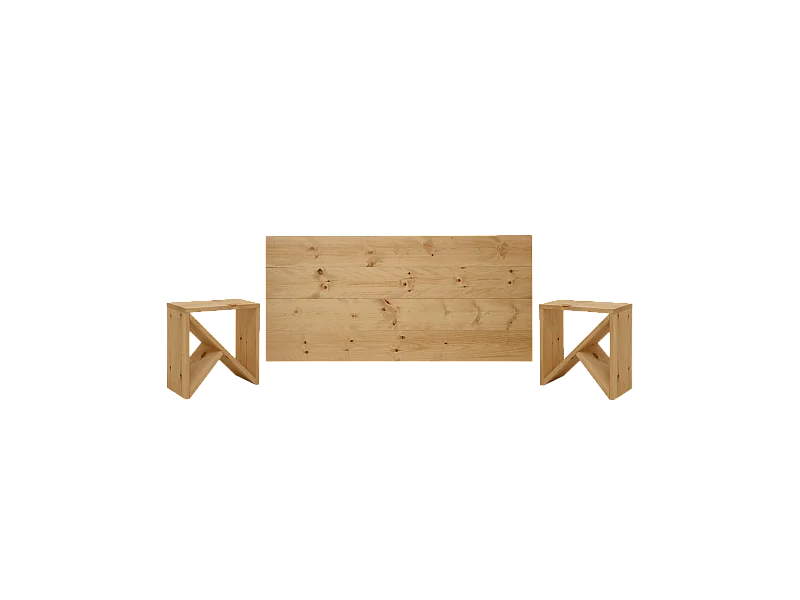 Ensemble tête de lit et tables en bois ton marron 200x80cm - FLANDES + STOKE - DECOWOOD
