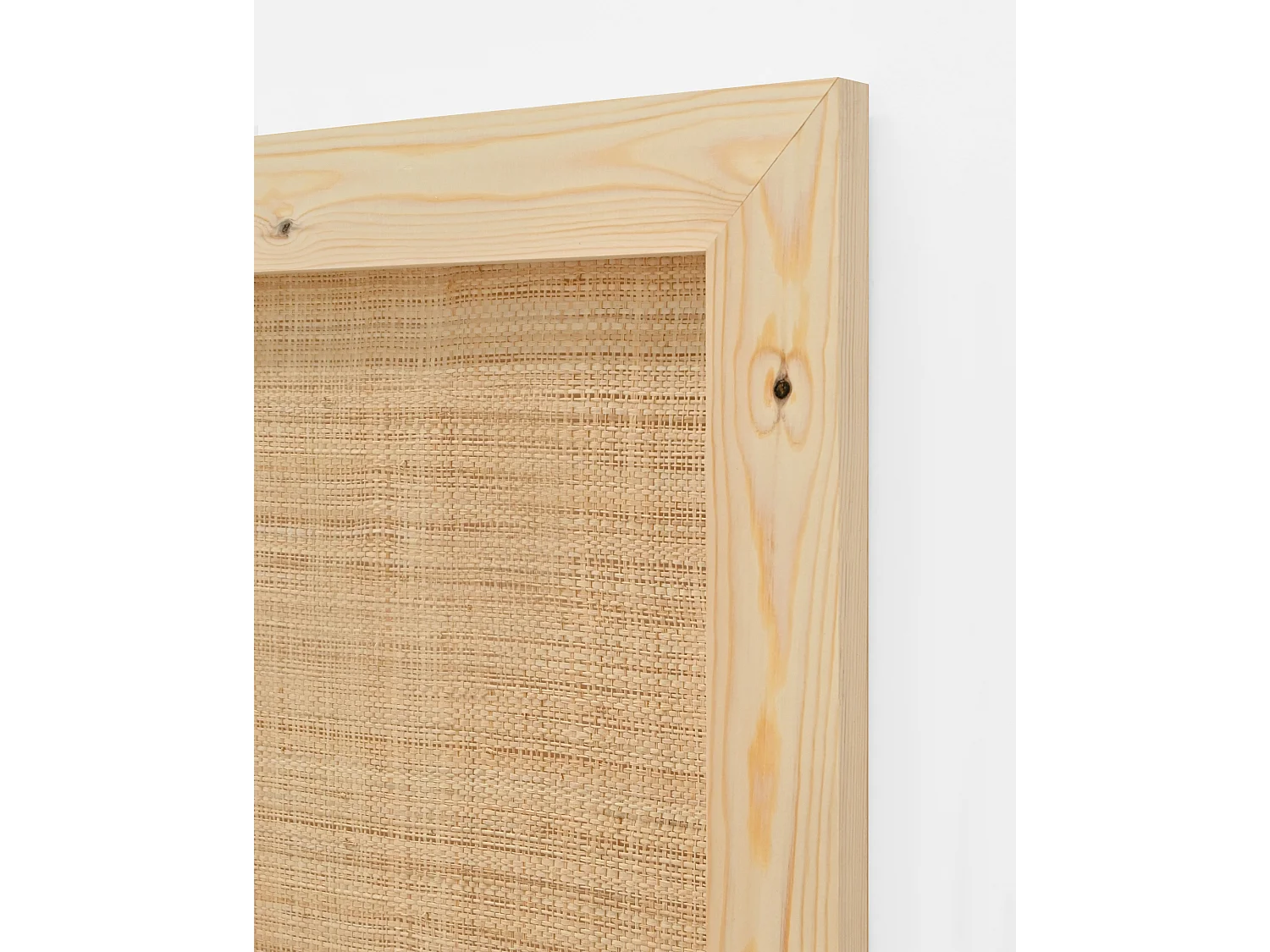 Cabecero de cama de madera maciza y rafia en tono natural de 100x60cm - ELLEN RAFIA - DECOWOOD