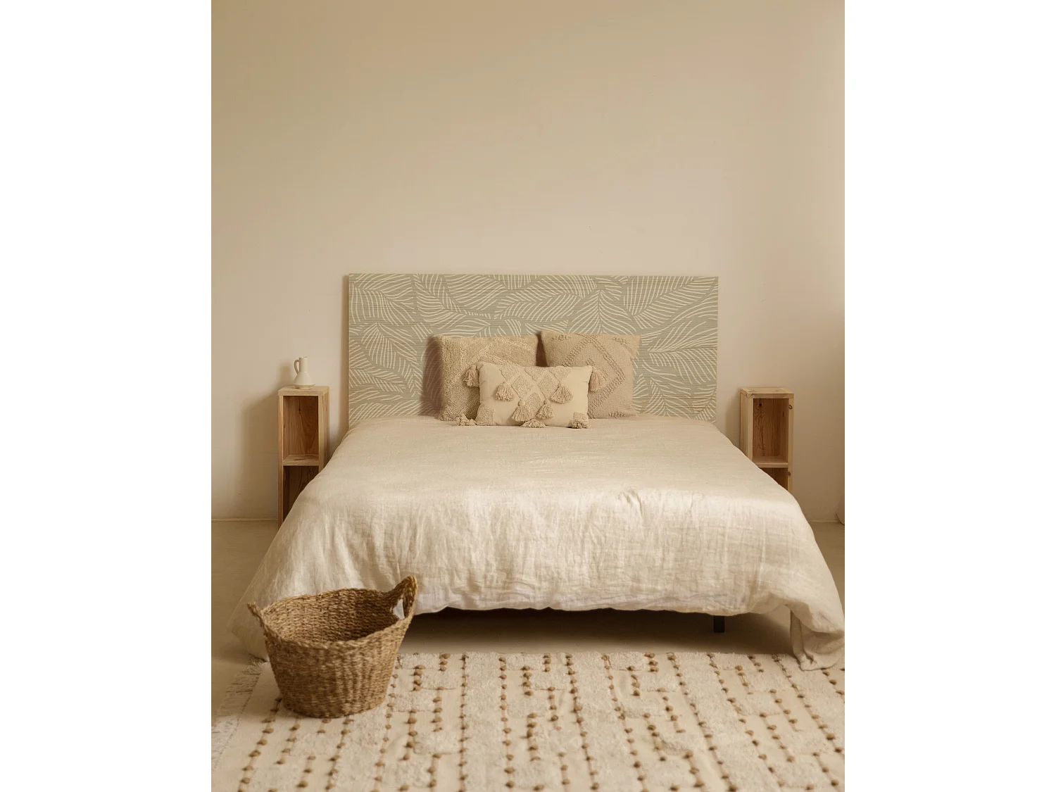 Cabecero de cama de madera natural estampado de 200x80cm - CAMILA - DECOWOOD