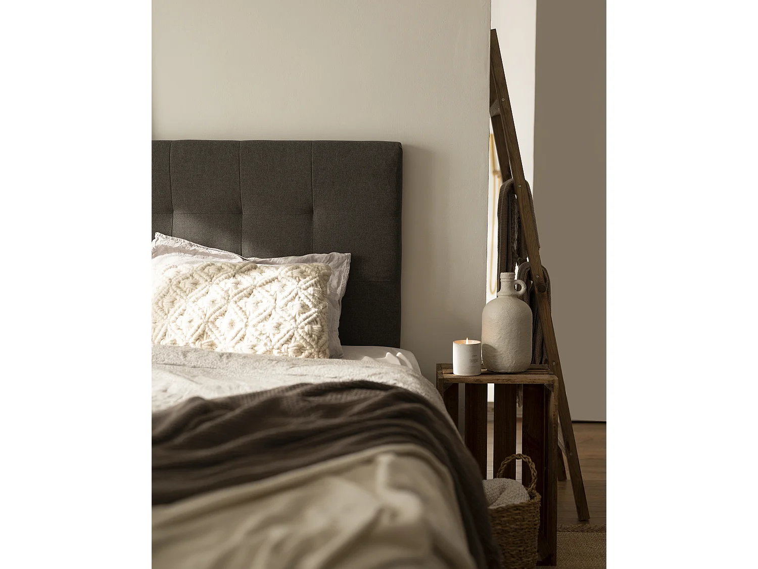 Tête de lit polyester capitonnée noir 150x80cm - ALAN - DECOWOOD