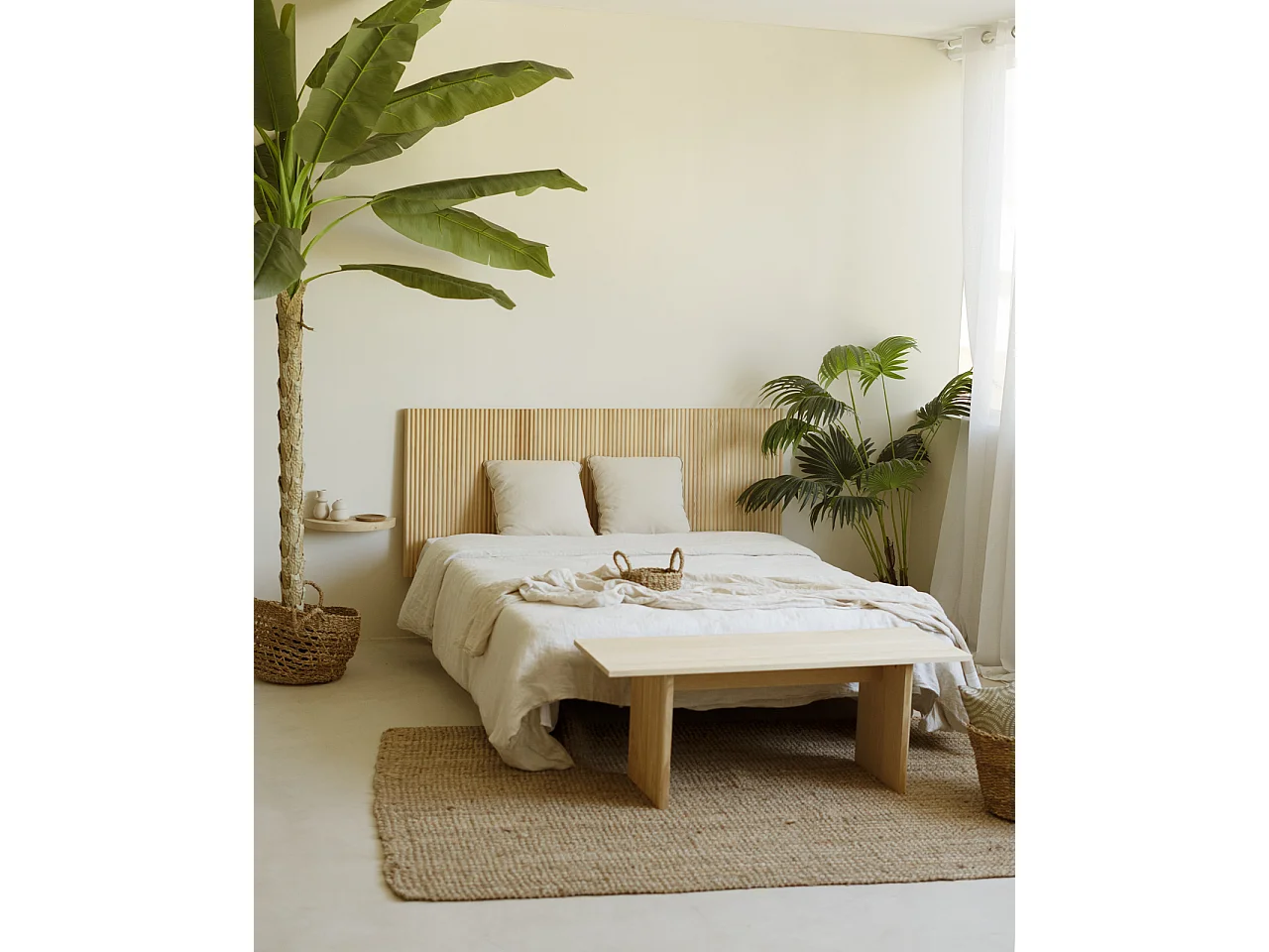 Tête de lit en bois de pin marron 120x60cm - BALI - DECOWOOD