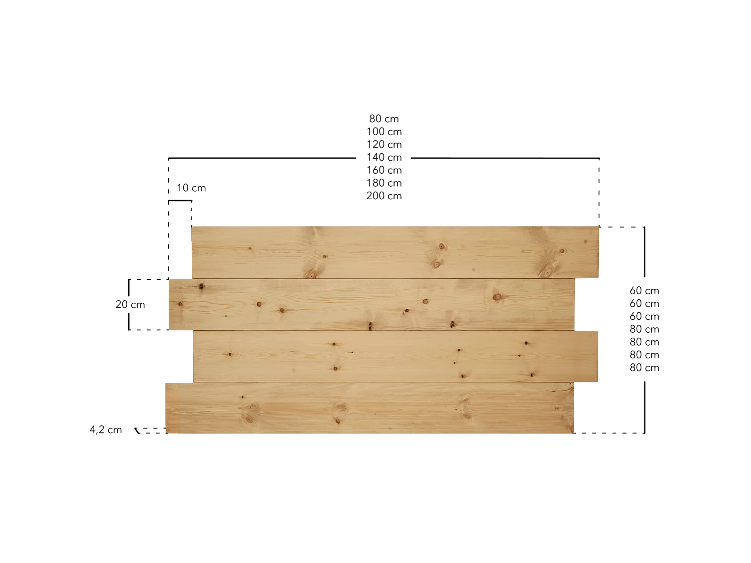 Cabecero de cama de madera maciza asimétrico tono nogal 120x60cm - FLANDES - DECOWOOD