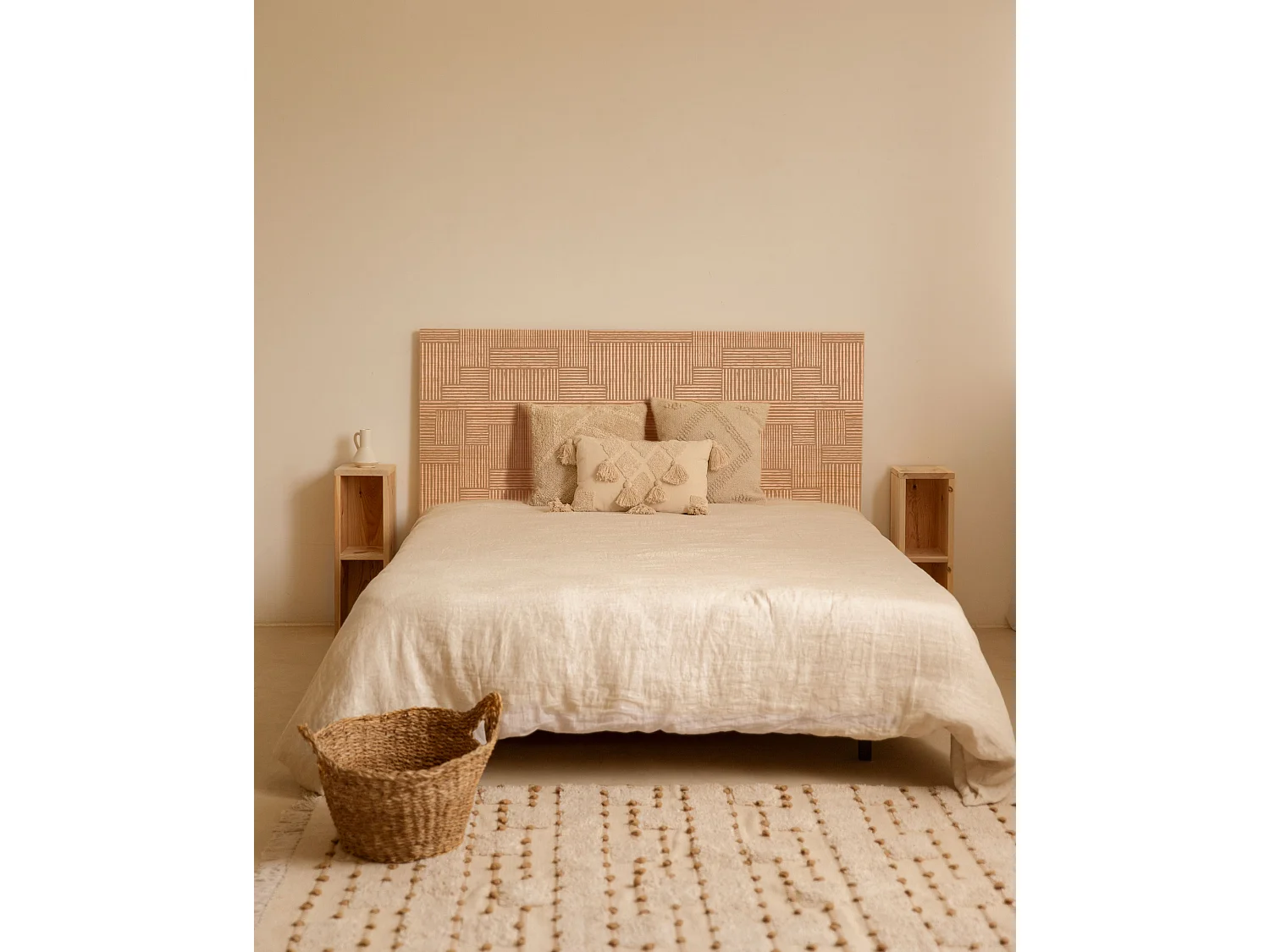 Tête de lit en bois de pin naturelle imprimée 150x80cm - FERNANDA - DECOWOOD