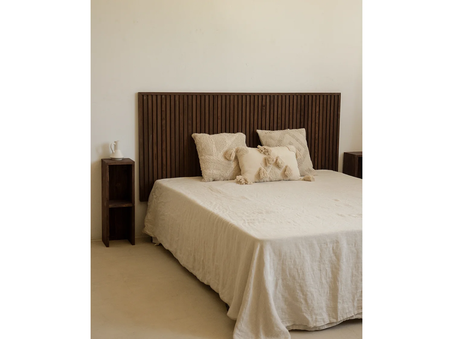 Testiera del letto in legno massello in tono noce 160x80cm - ION - DECOWOOD