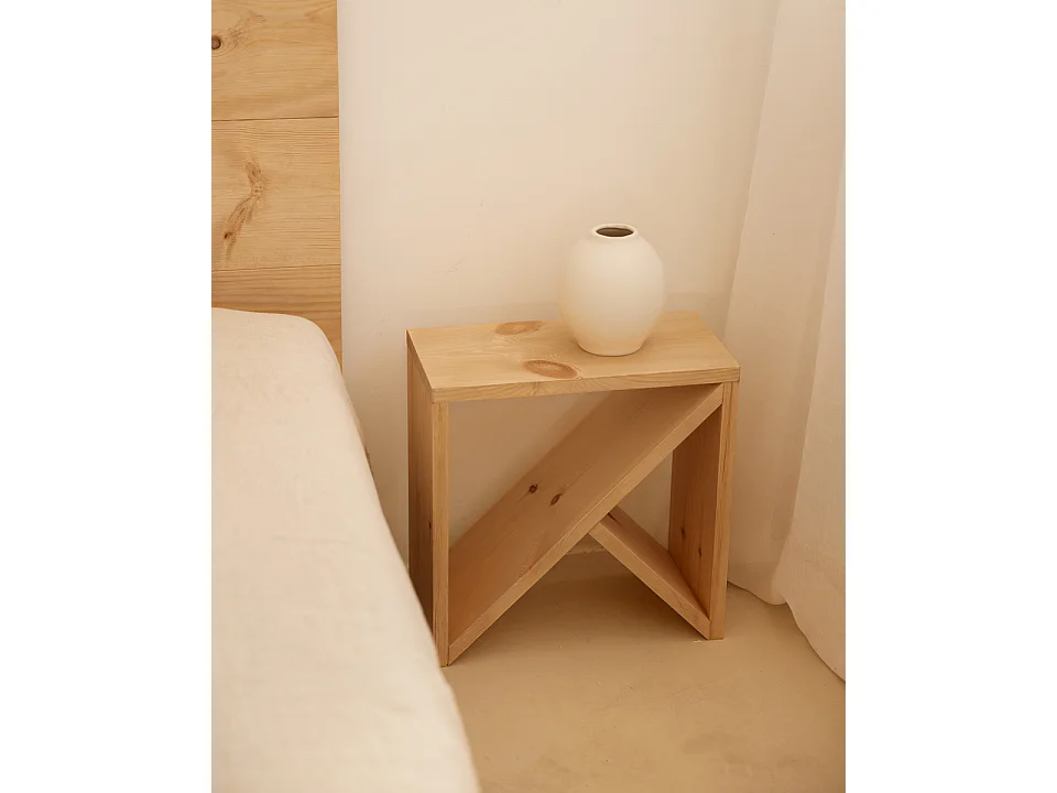 Ensemble tête de lit et tables en bois ton marron 160x80cm - FLANDES + STOKE - DECOWOOD