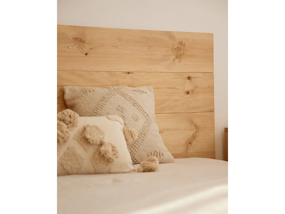 Ensemble tête de lit et chevets en bois ton marron 200x80cm - FLANDES + LINA - DECOWOOD