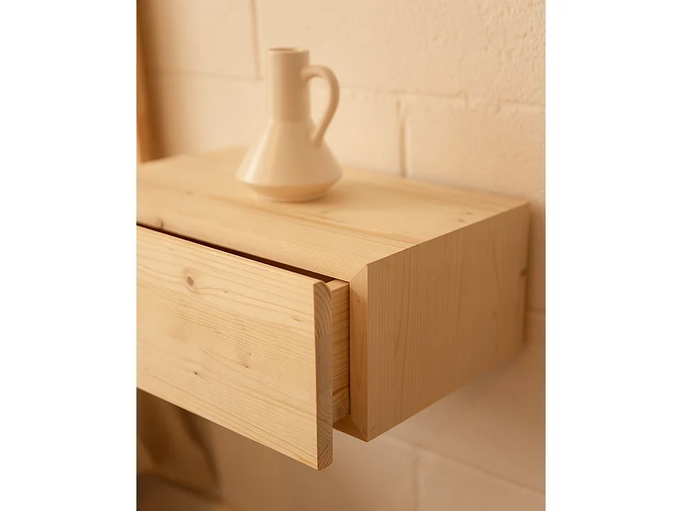 Ensemble tête de lit et tables de chevet en bois naturel 180x80cm - FLANDES + INGRID - DECOWOOD