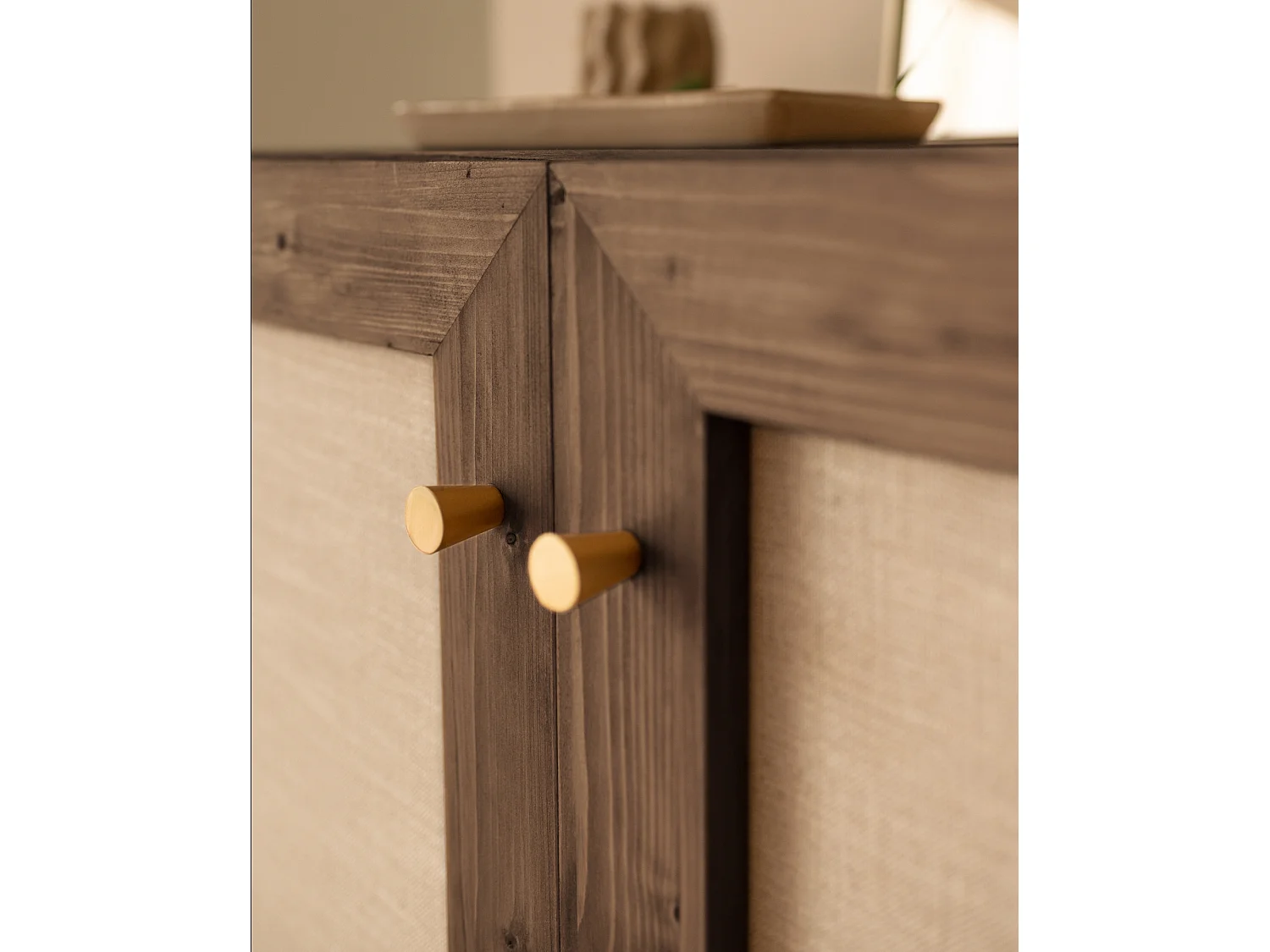 Buffet en bois de sapin marron 80x100cm - LINEN - DECOWOOD