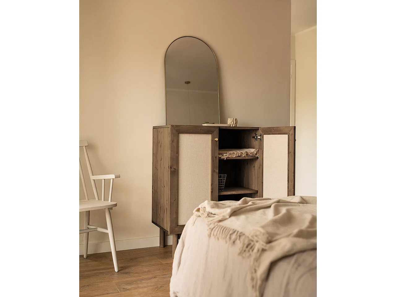 Buffet en bois de sapin marron 80x100cm - LINEN - DECOWOOD