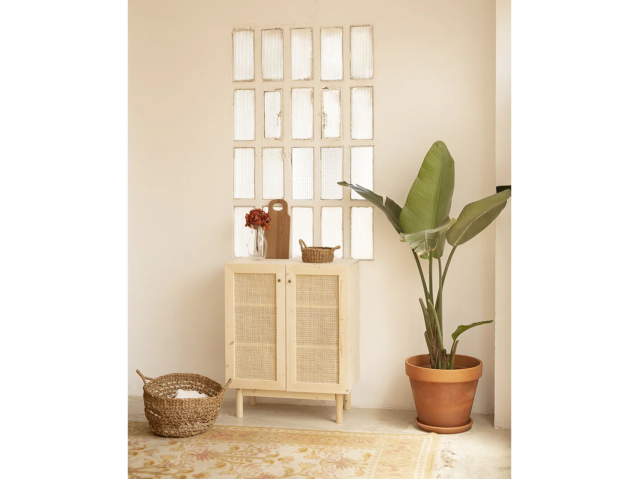 Credenza in legno massello a 2 ante in tono naturale - FRIDA - DECOWOOD