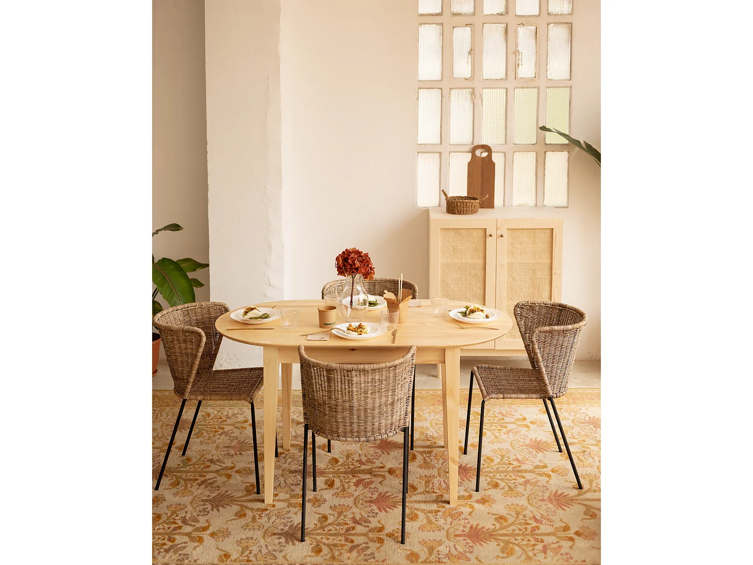 Credenza in legno massello a 2 ante in tono naturale - FRIDA - DECOWOOD