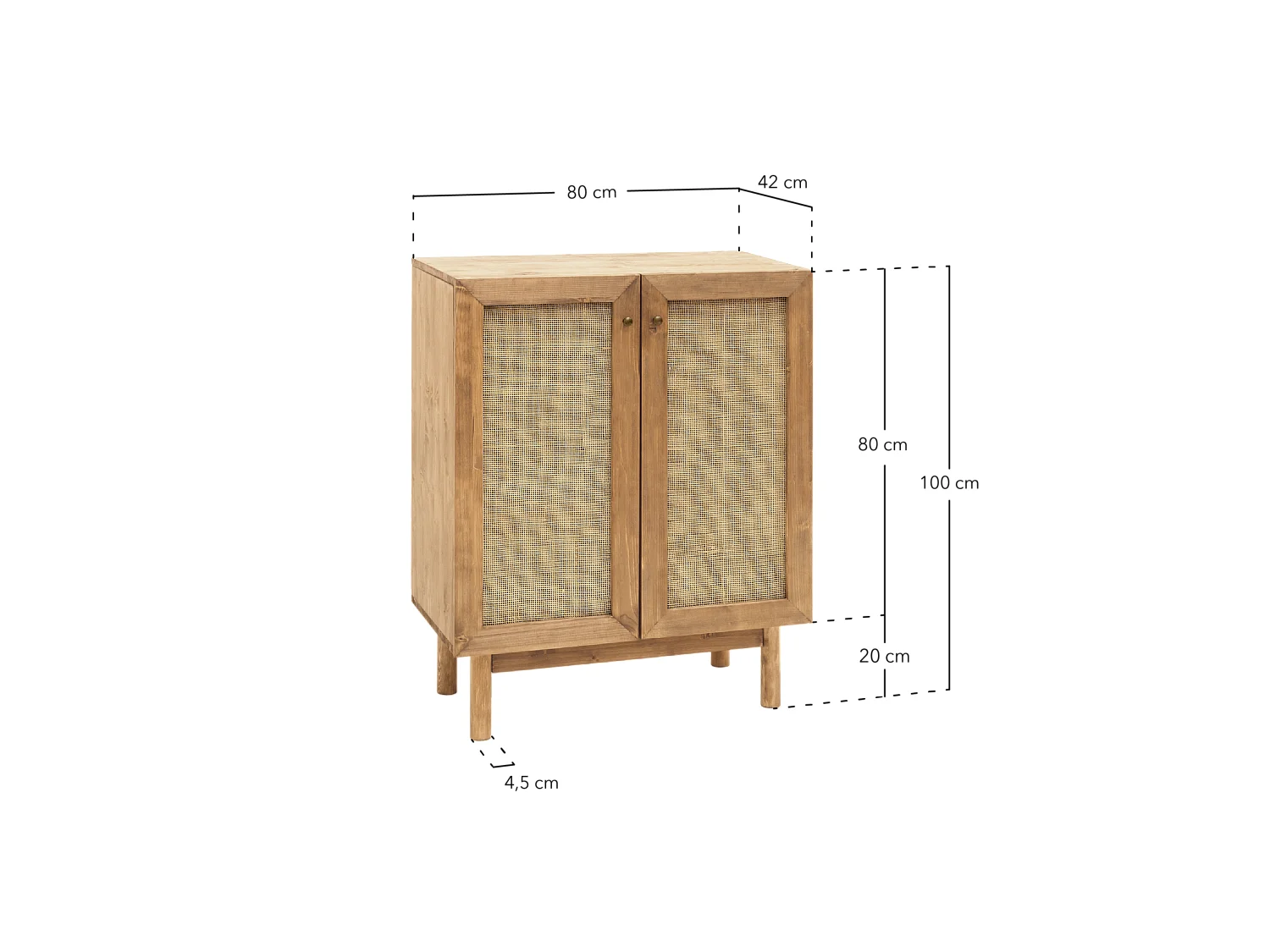 Credenza in legno massello a 2 ante in tono naturale - FRIDA - DECOWOOD
